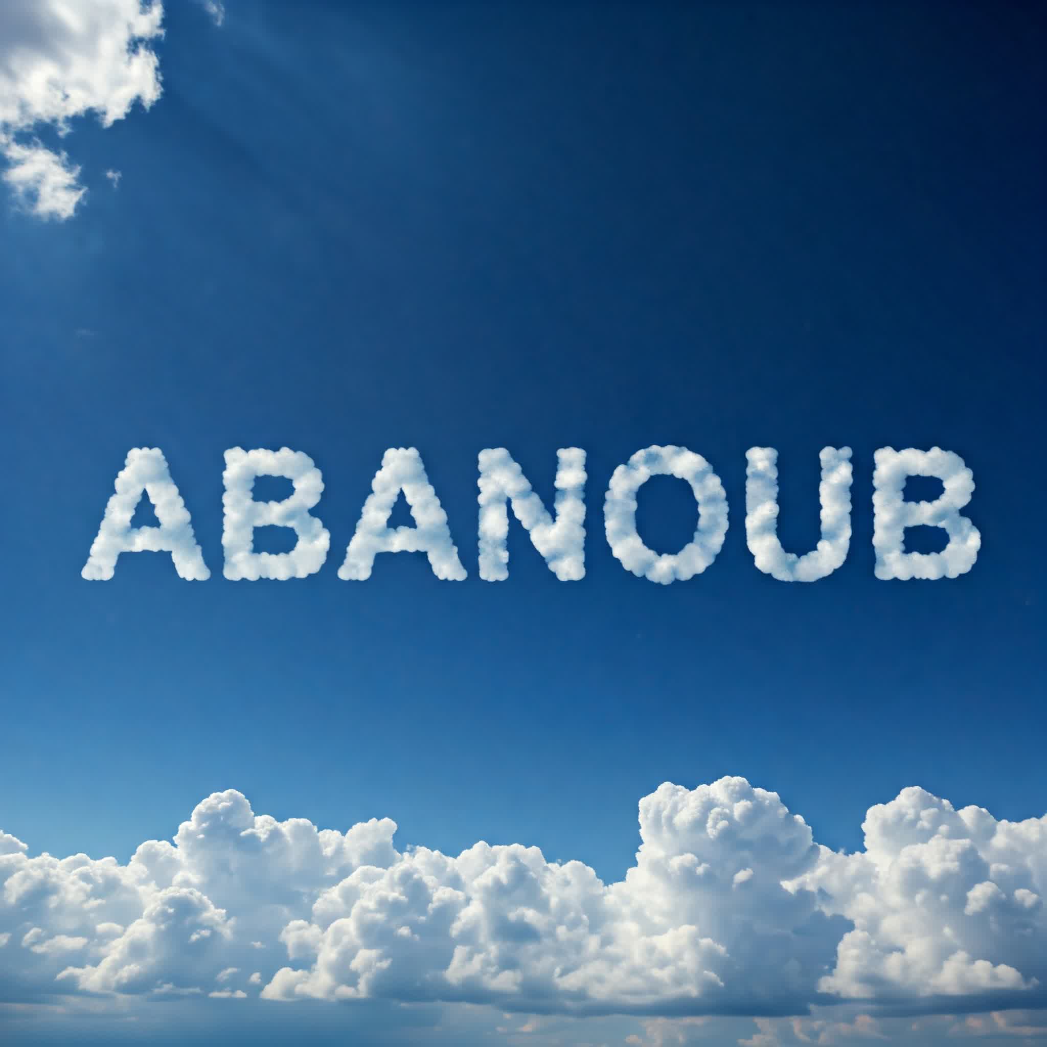 Abanoub name composed of clouds shown on the sky