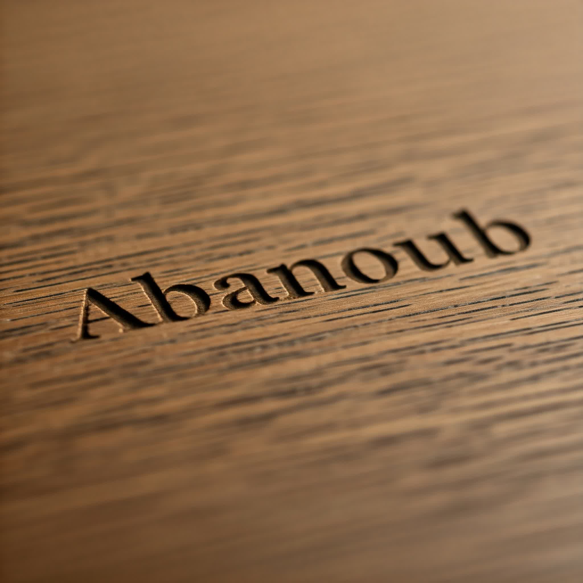 Abanoub name engraved on wood