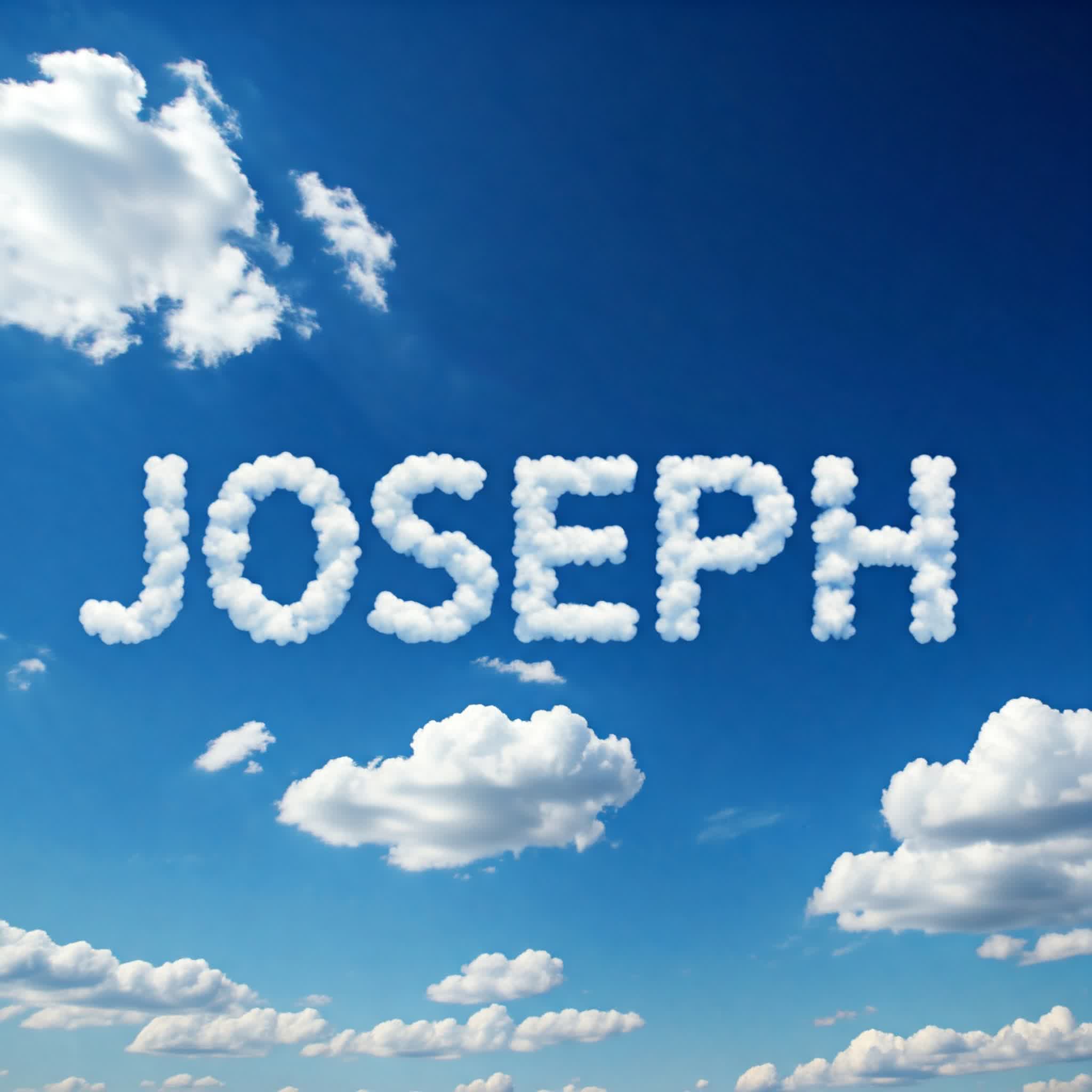 اسم جوزيف Joseph مكتوب بالغيوم في السماء