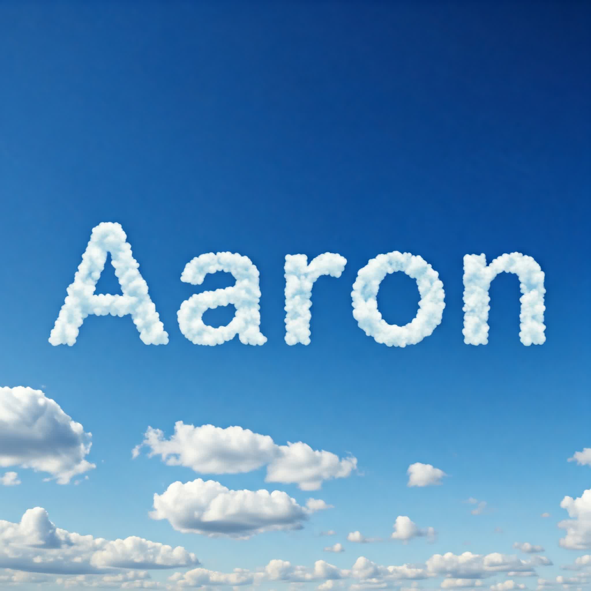 Aaron name composed of clouds in the sky