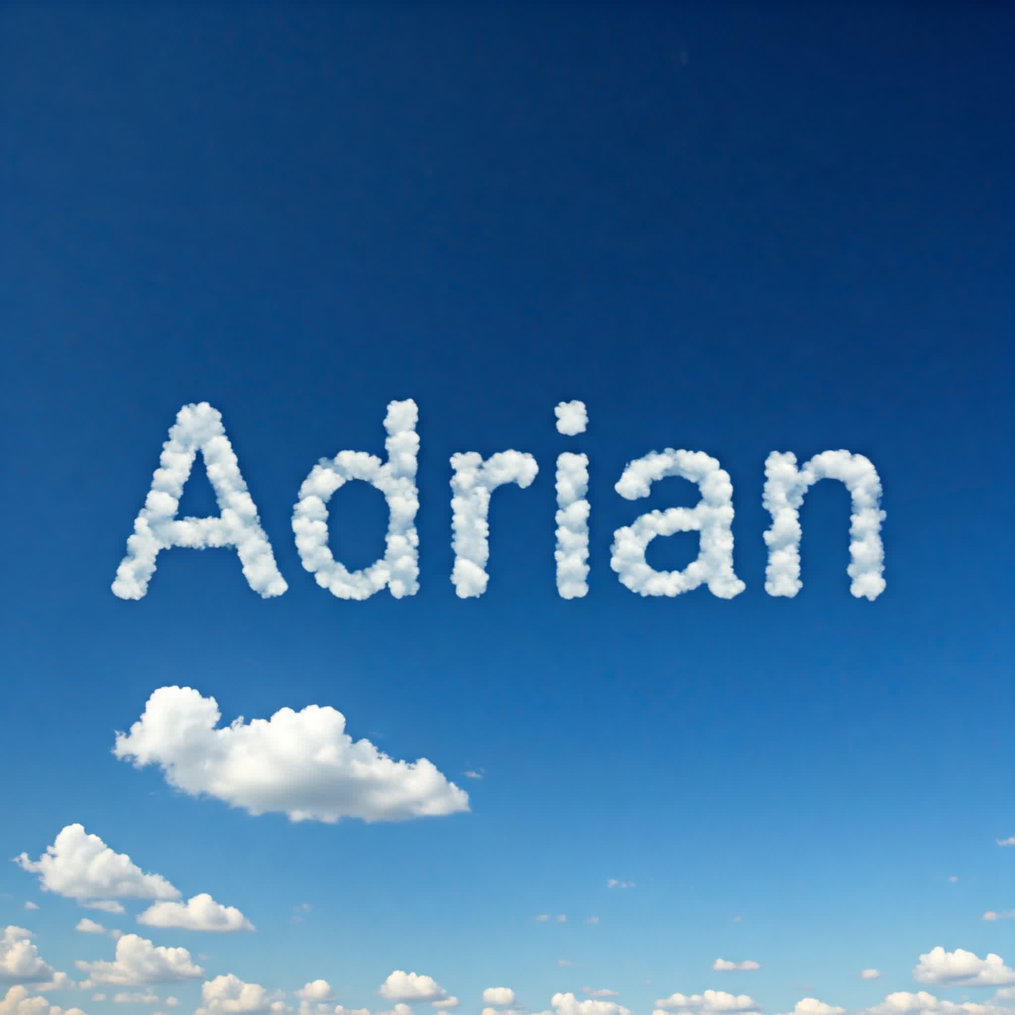 Adrian name written with little clouds in the sky