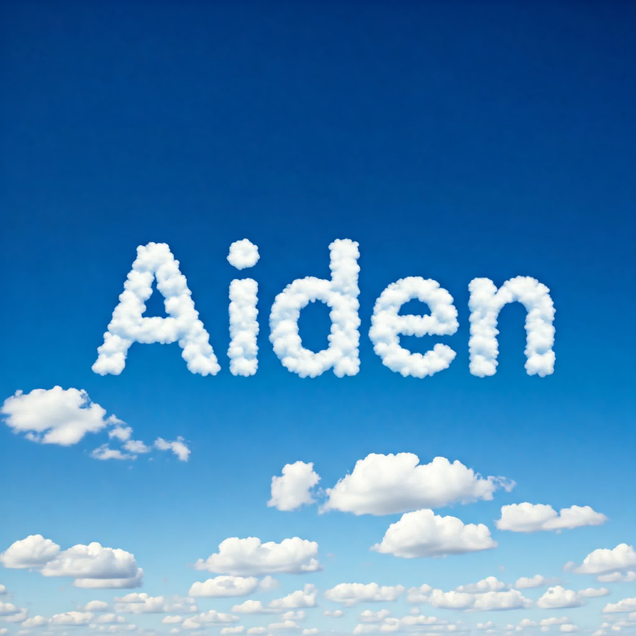 Aiden name written on the sky with little clouds