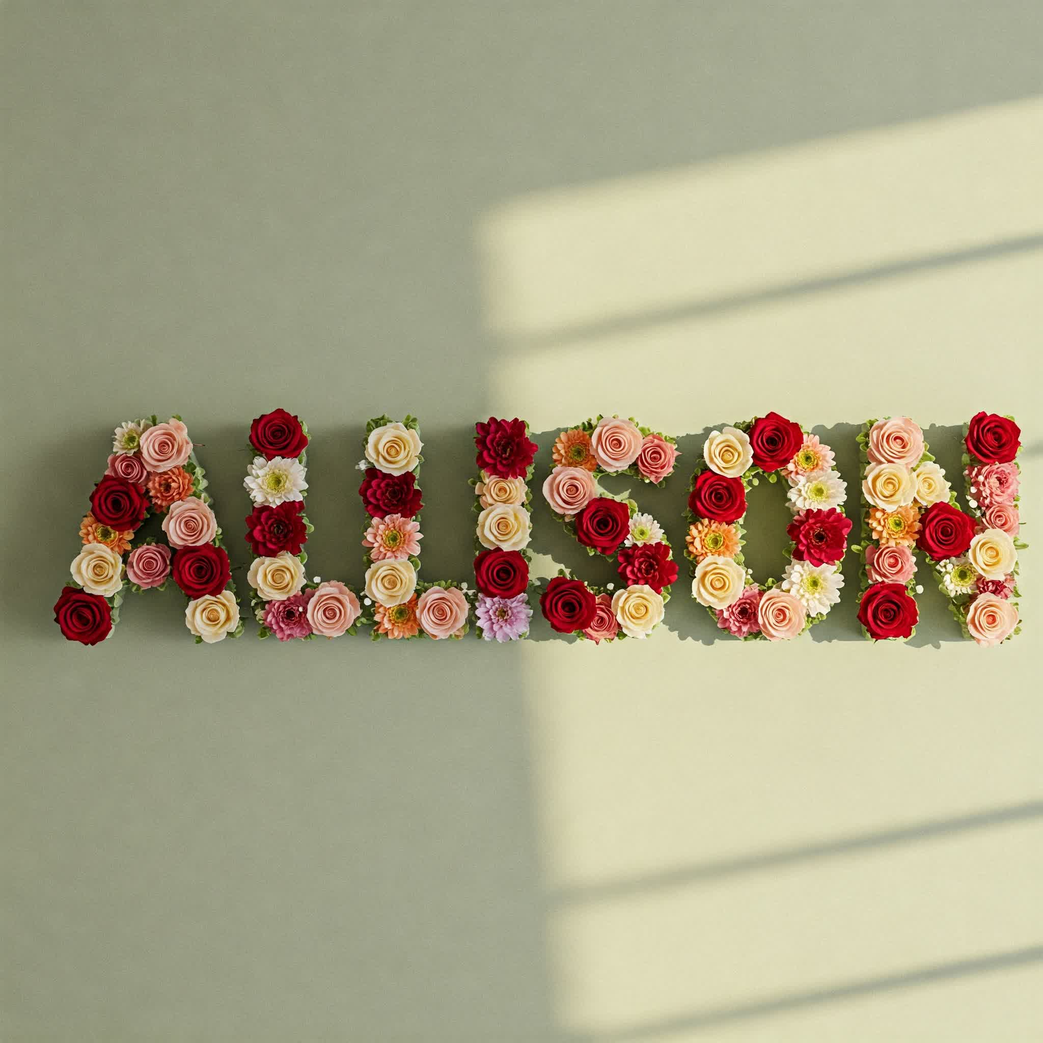 Allison name is composed of flowers and roses