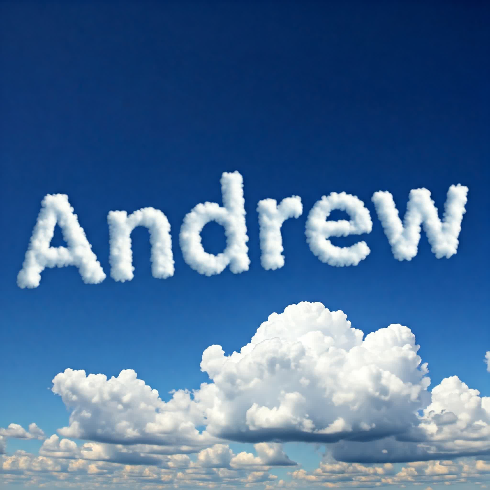 Andrew name composed of tiny clouds in the babyblue sky