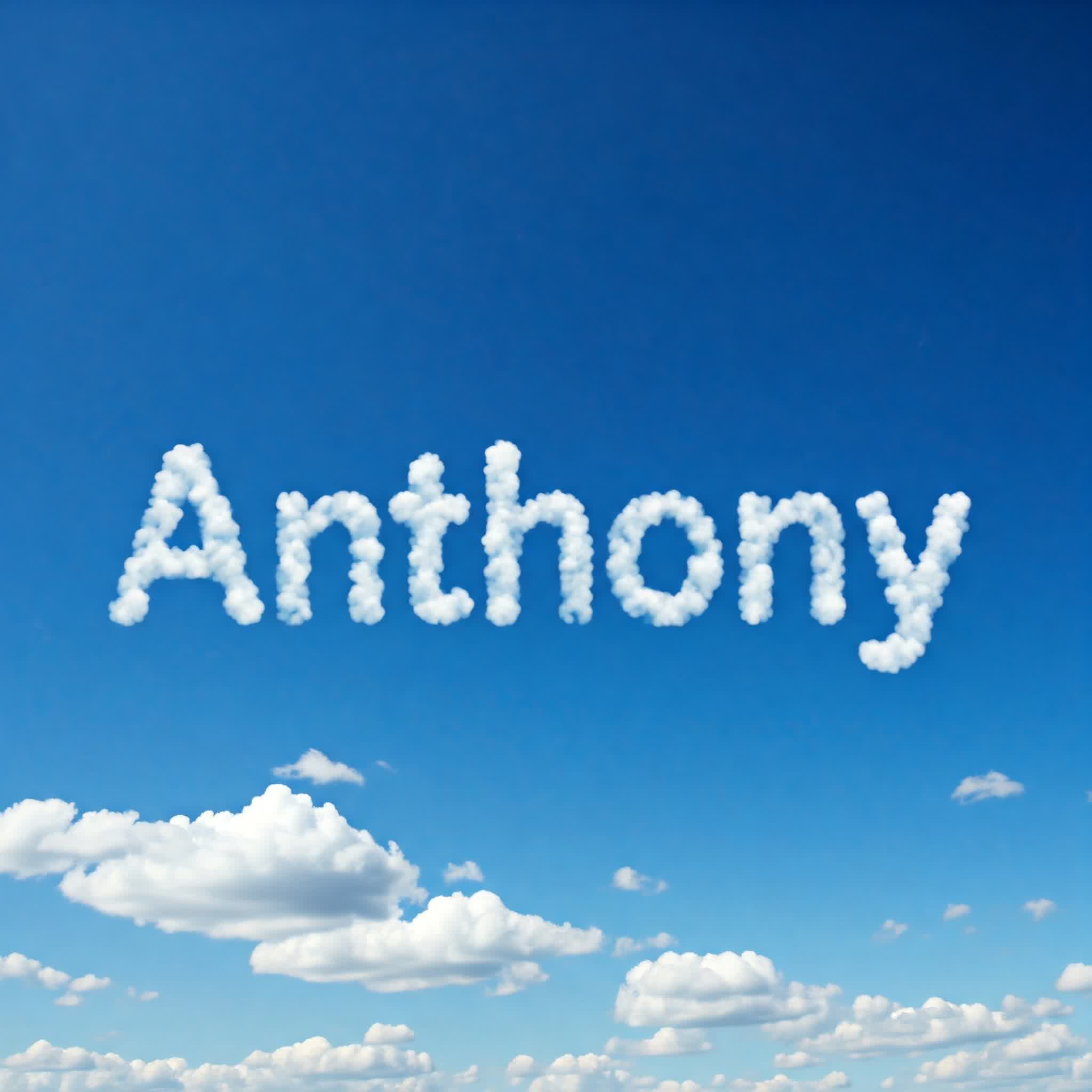 Anthony name is written with clouds on the sky