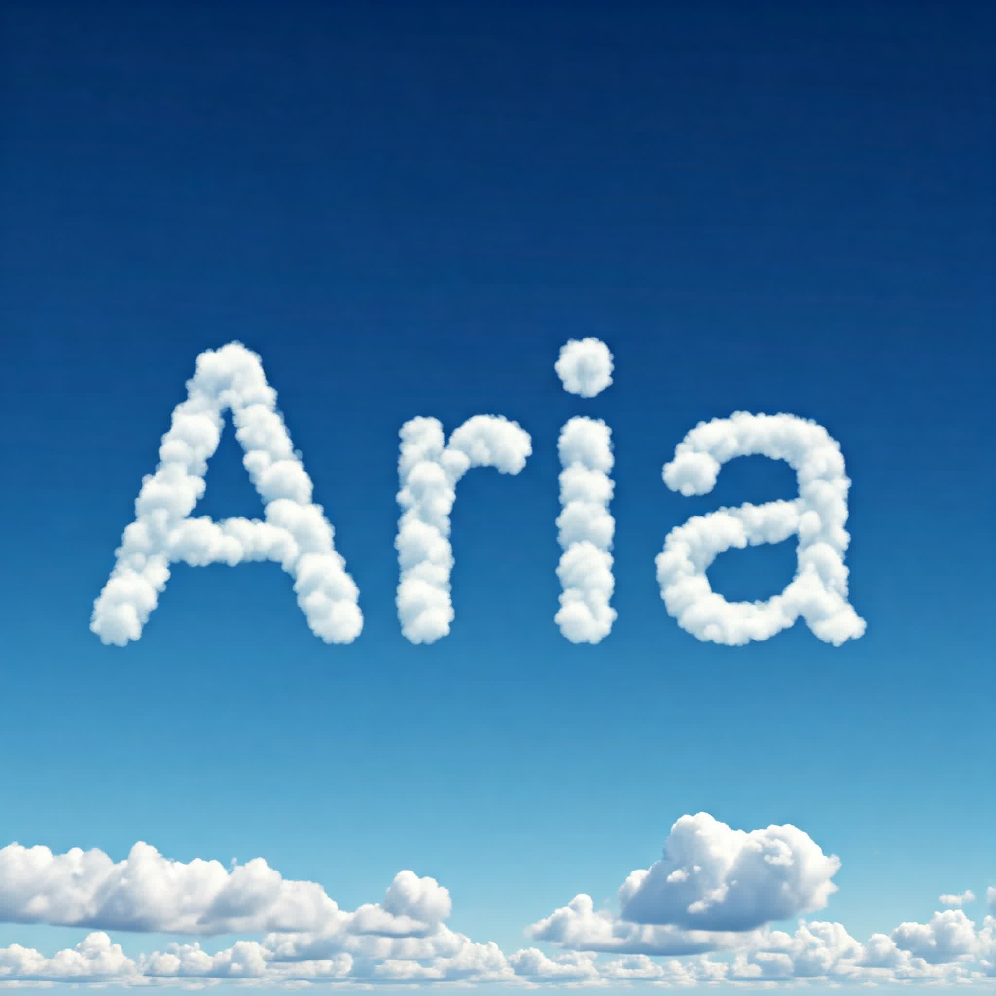 Aria name written with little clouds in the sky