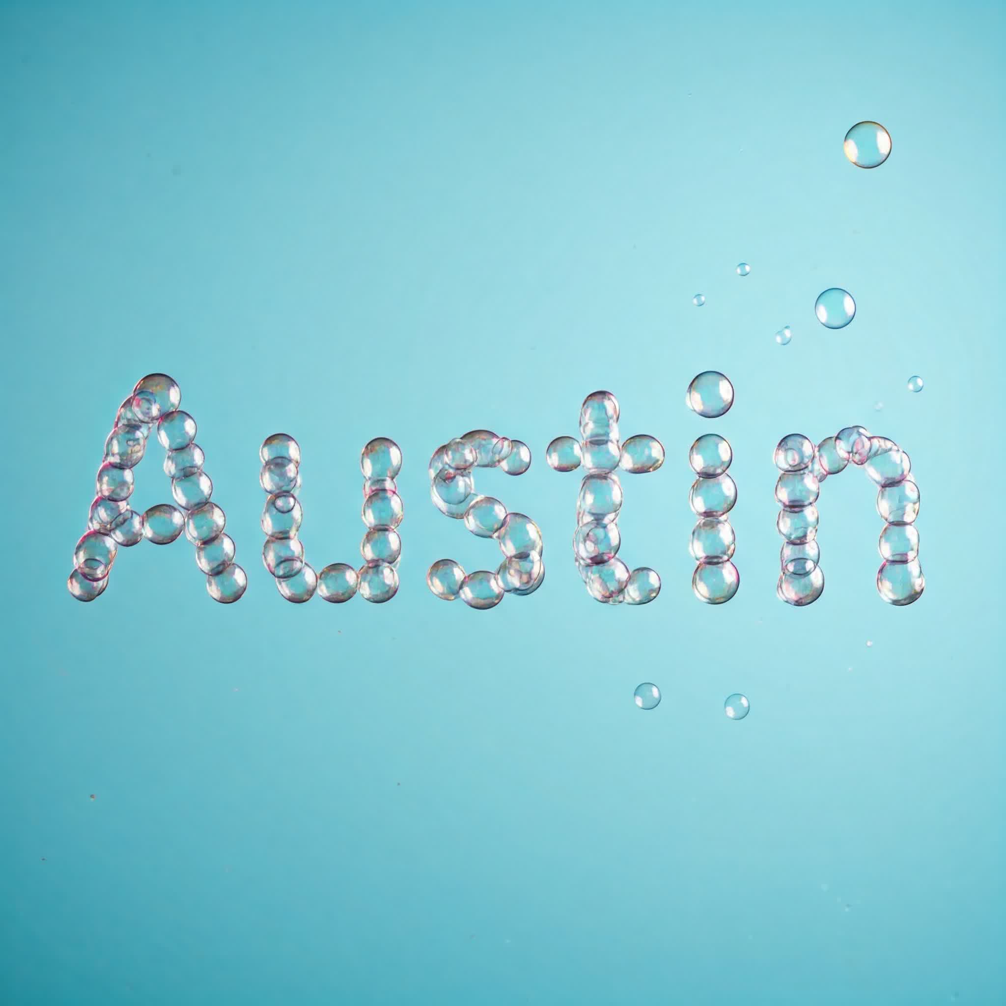 Austin name made of flying bubbles