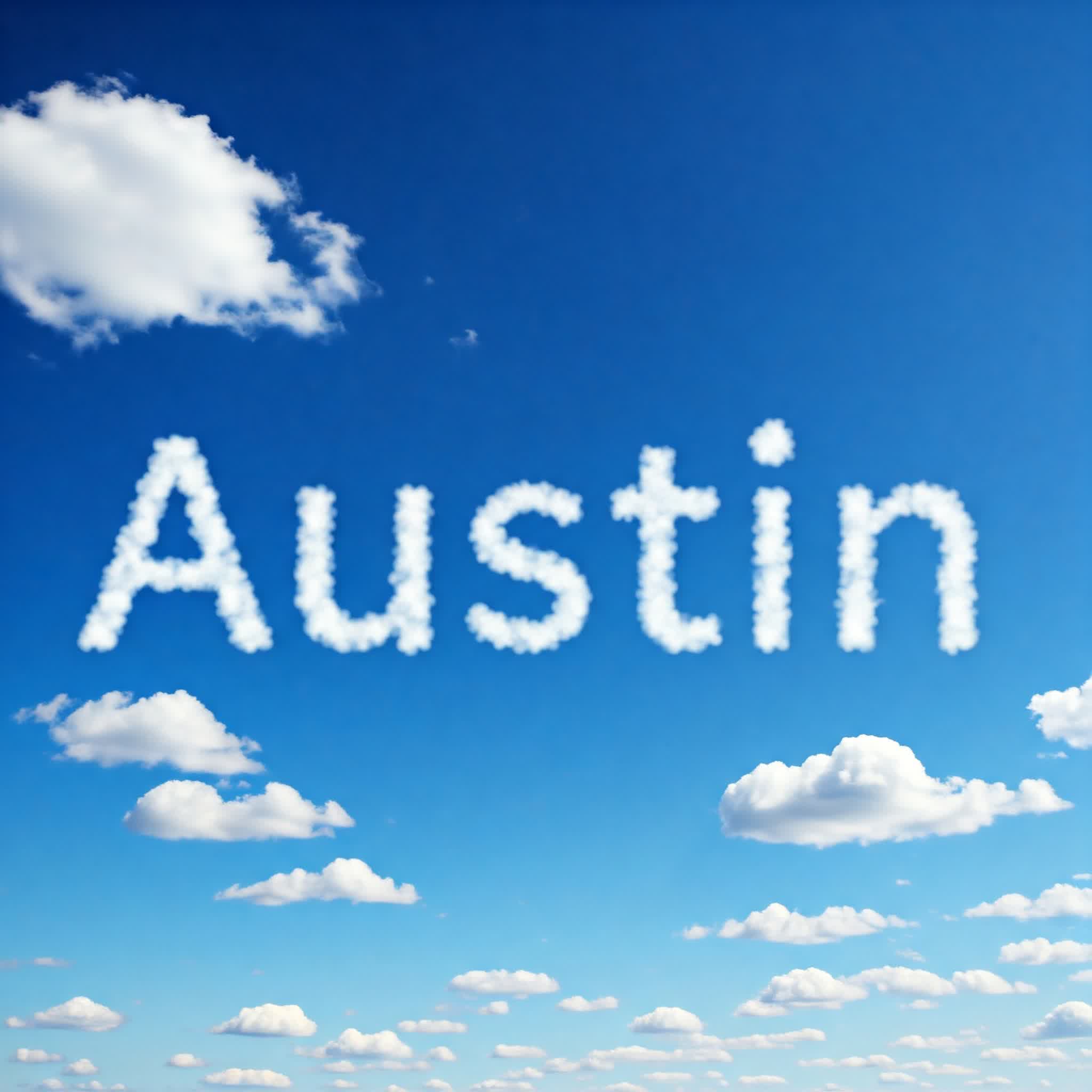 Austin name composed of clouds in the sky