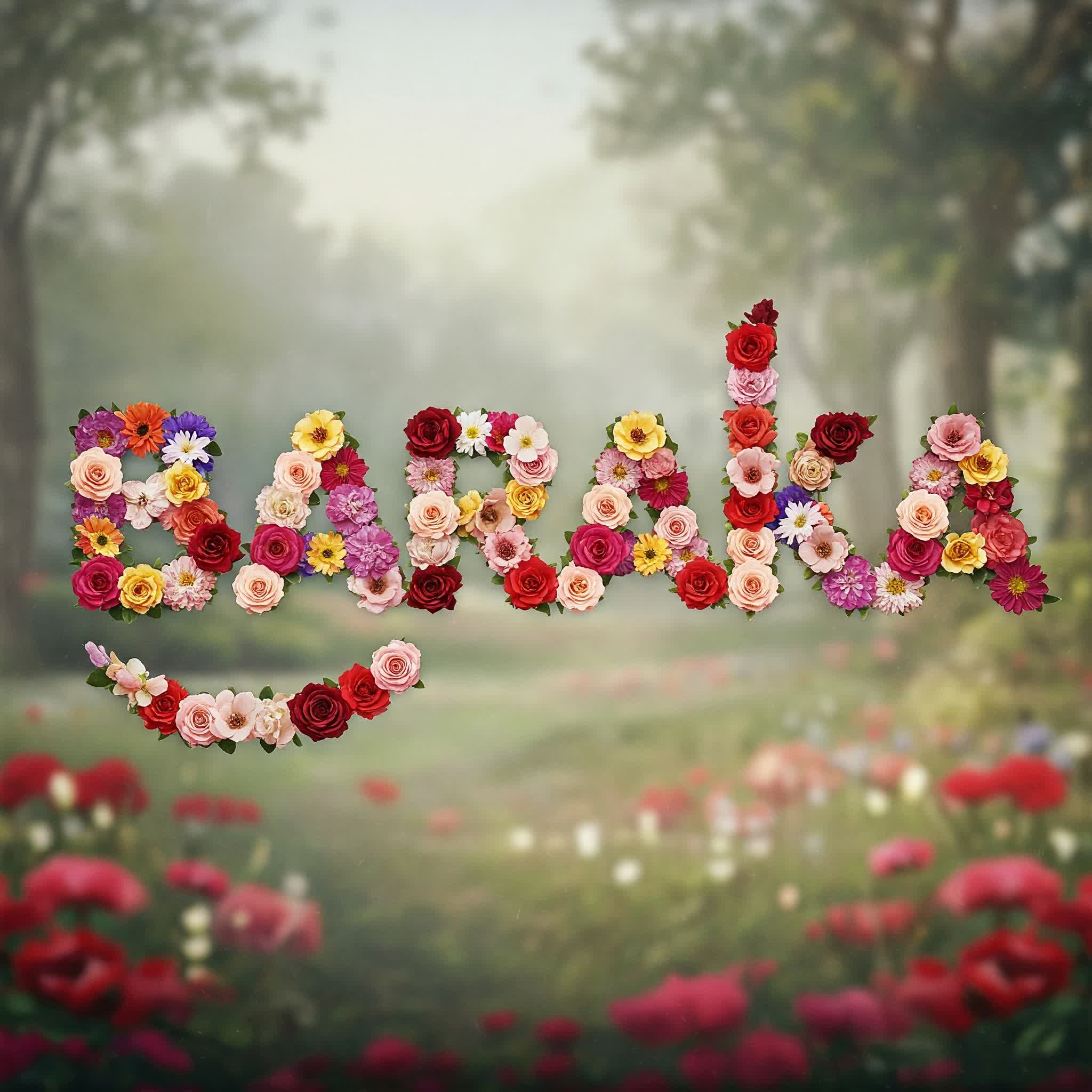 اسم بركة بالإنجليزي Baraka مكتوب بالورد
