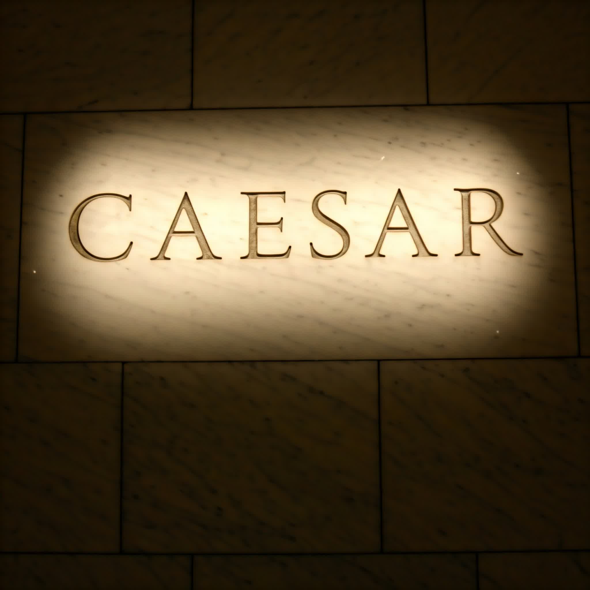Caesar written on the marble wall