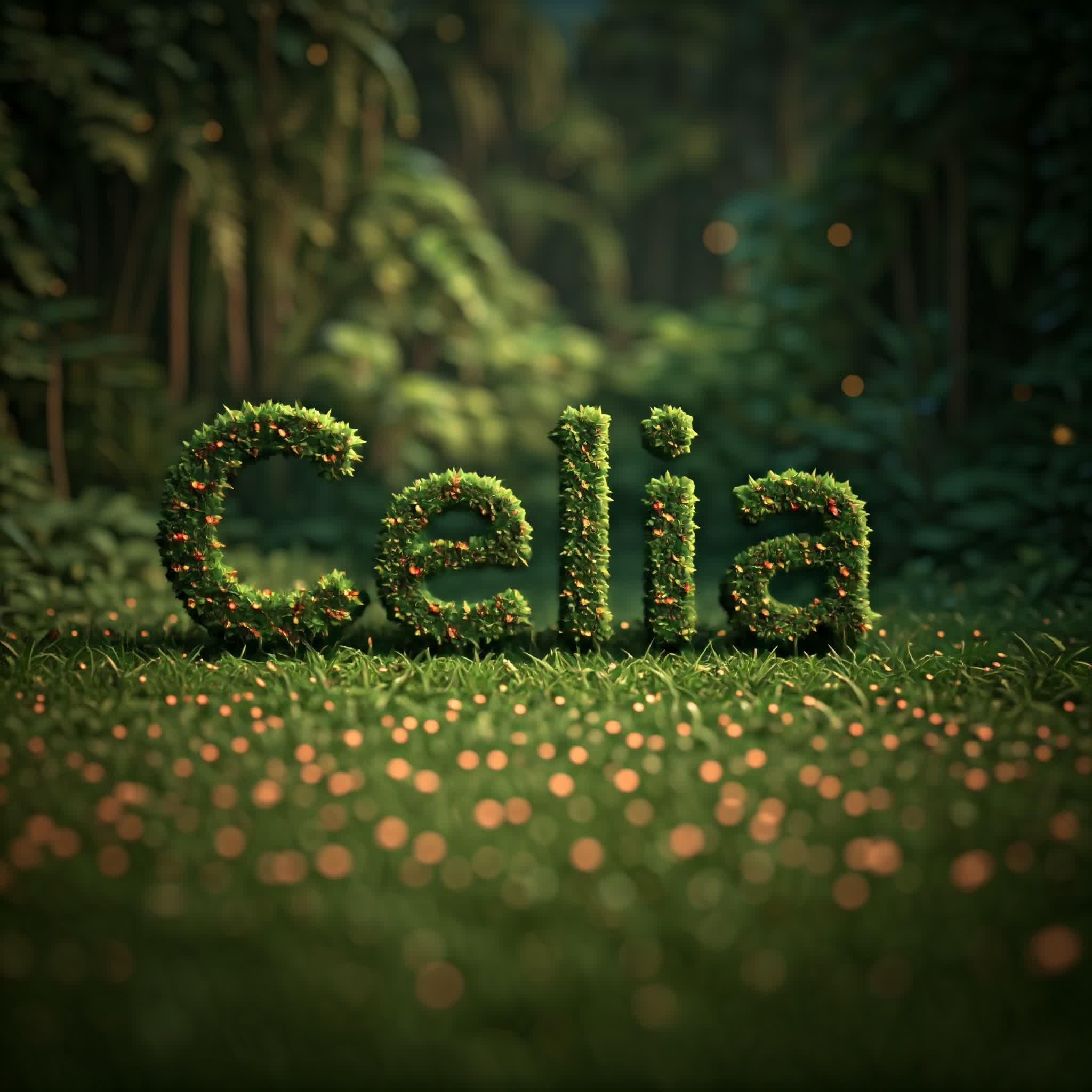 Celia name composed of grass in a paradise