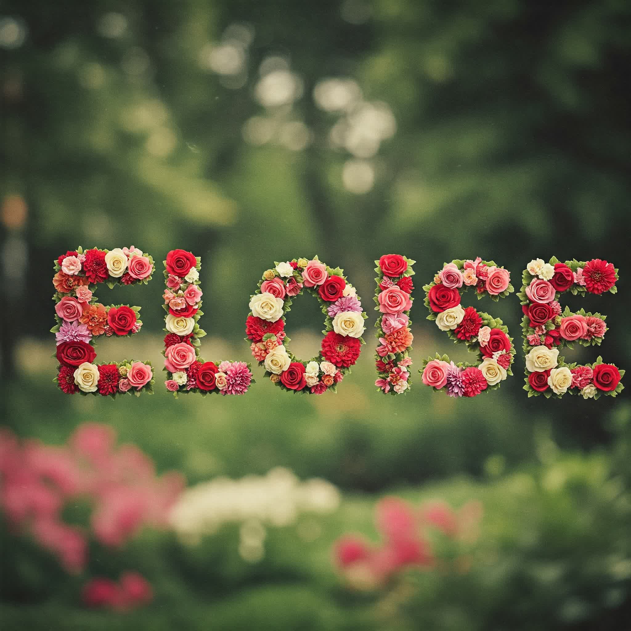Eloise the given name is written with roses and flowers