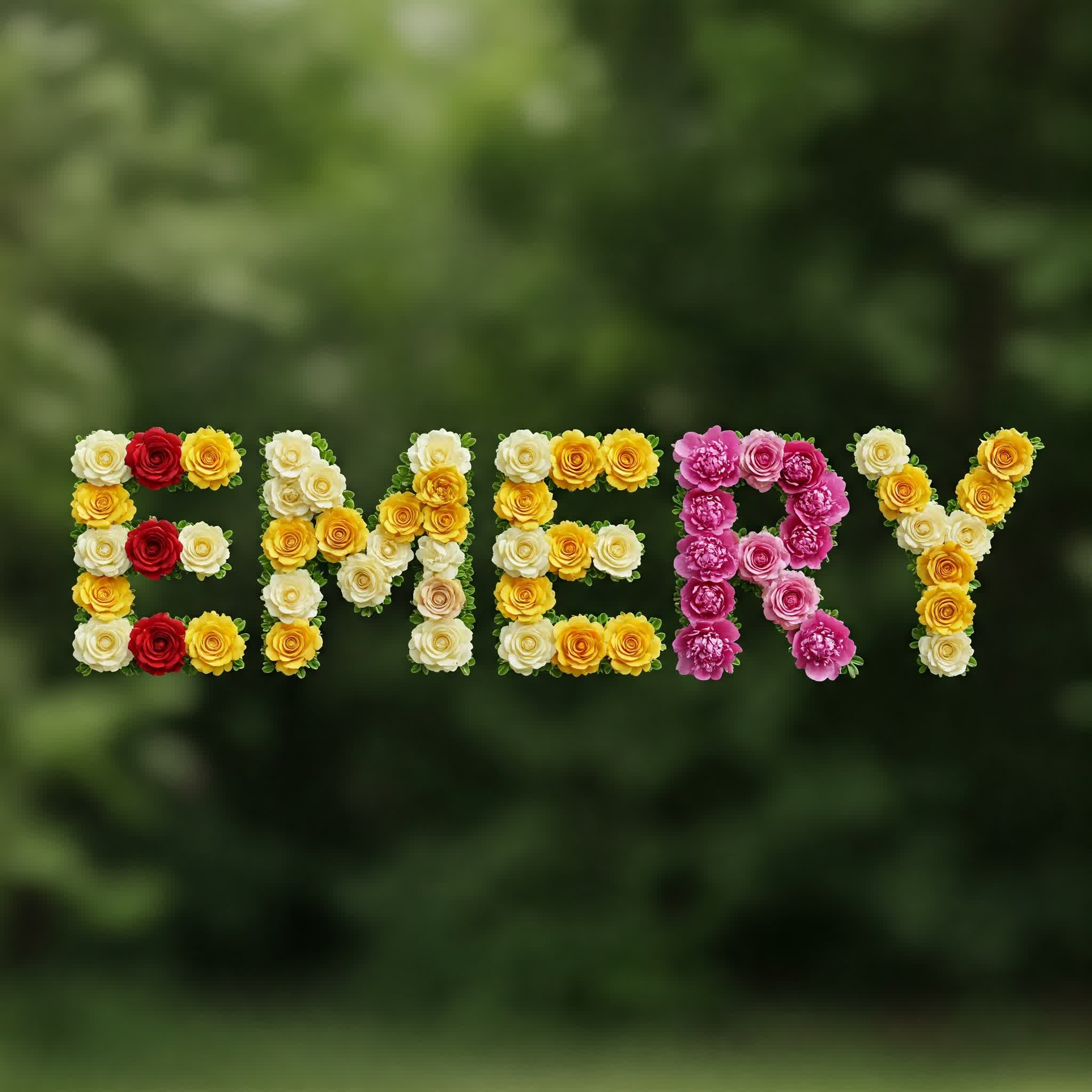 Emery name composed of flowers and roses