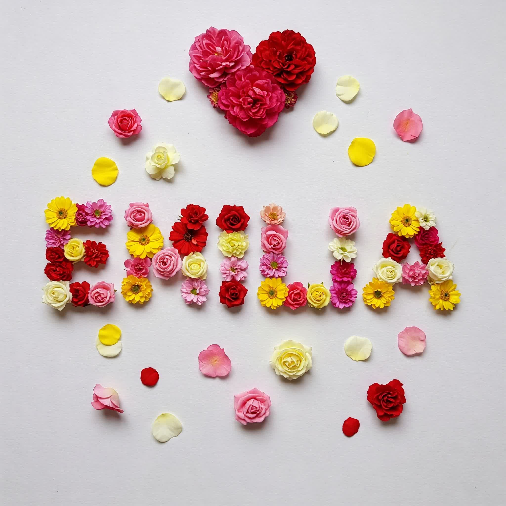 Emilia name is composed of flowers and roses
