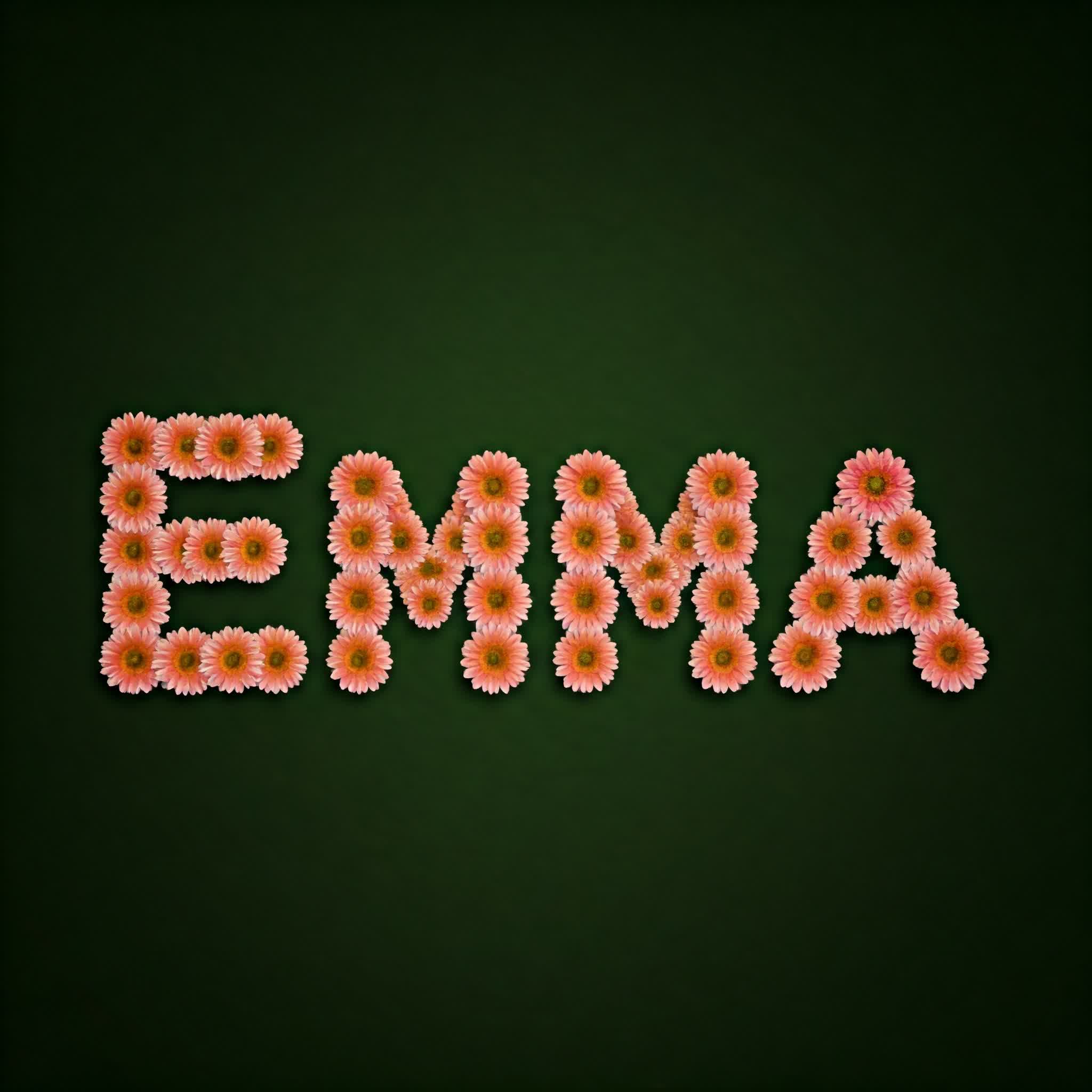 اسم إيما Emma مكتوب بالورد