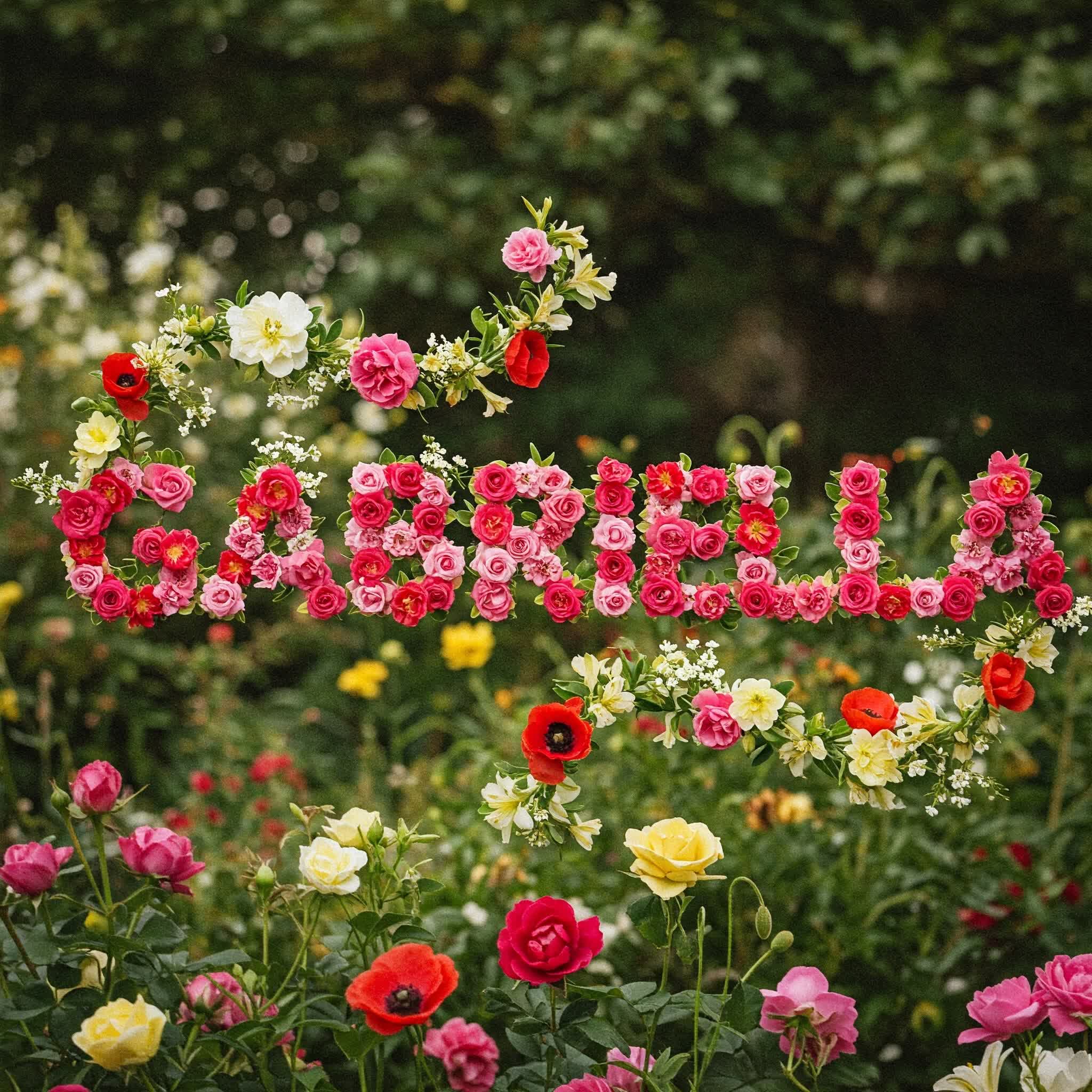 Gabriella name is written with flowers and roses