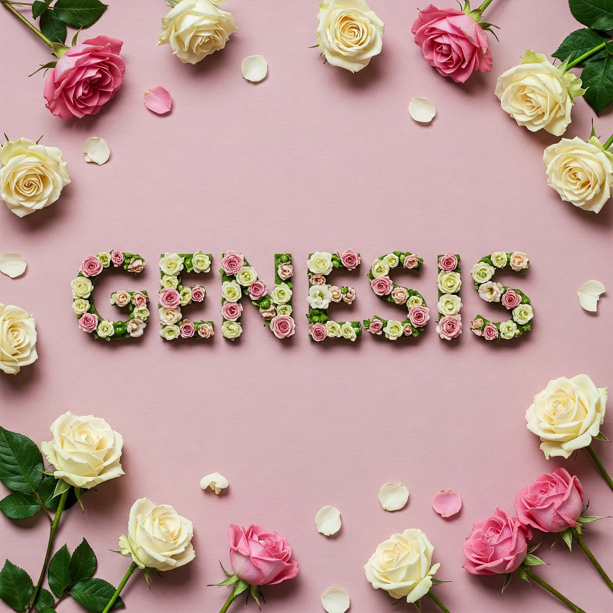 Genesis name composed of flowers and roses