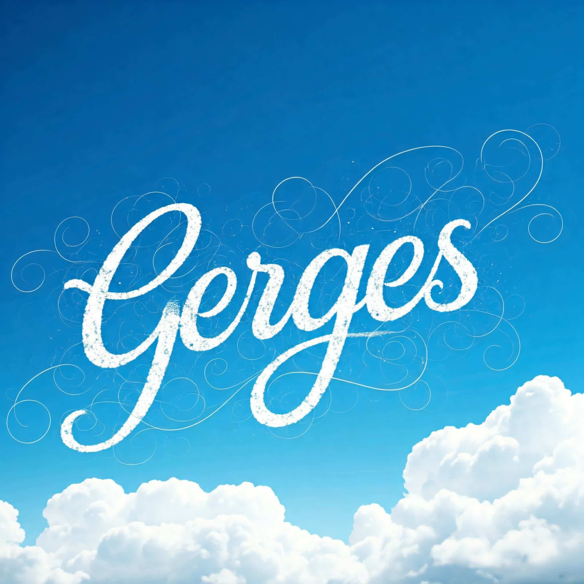 اسم جرجس (Gerges) مكتوب بين الغيوم والسُحُب في السماء