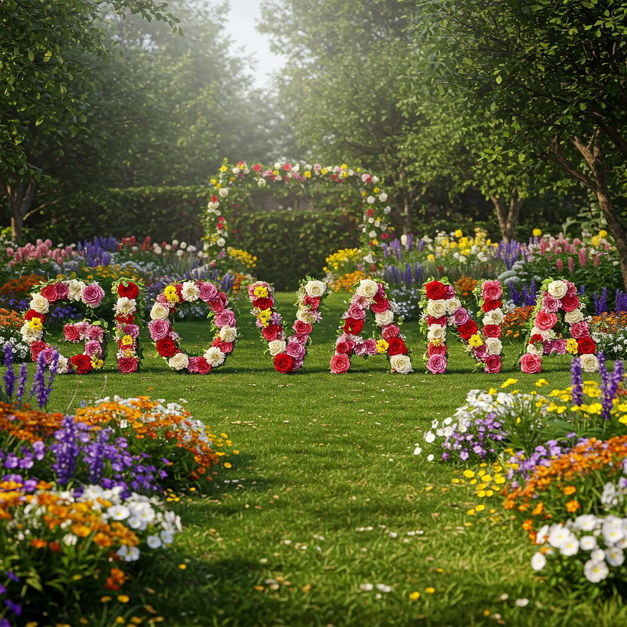 Giovana name is composed of beautiful flowers, roses, and blooms