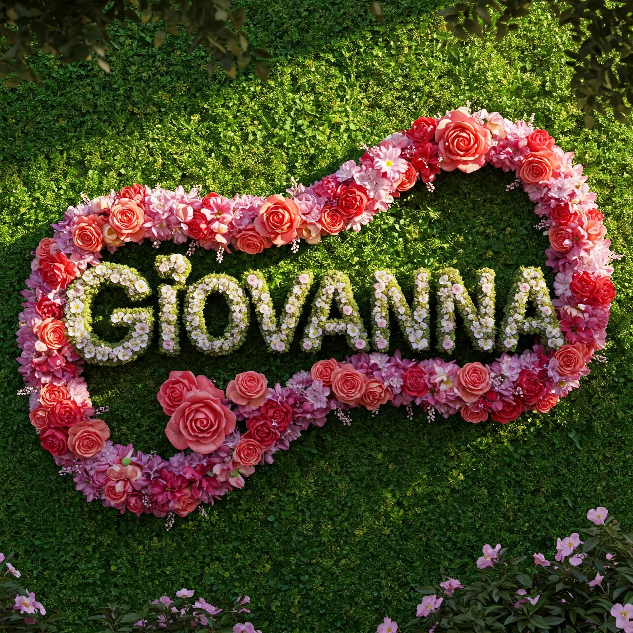 Giovanna name is composed of flowers inside a flower loop