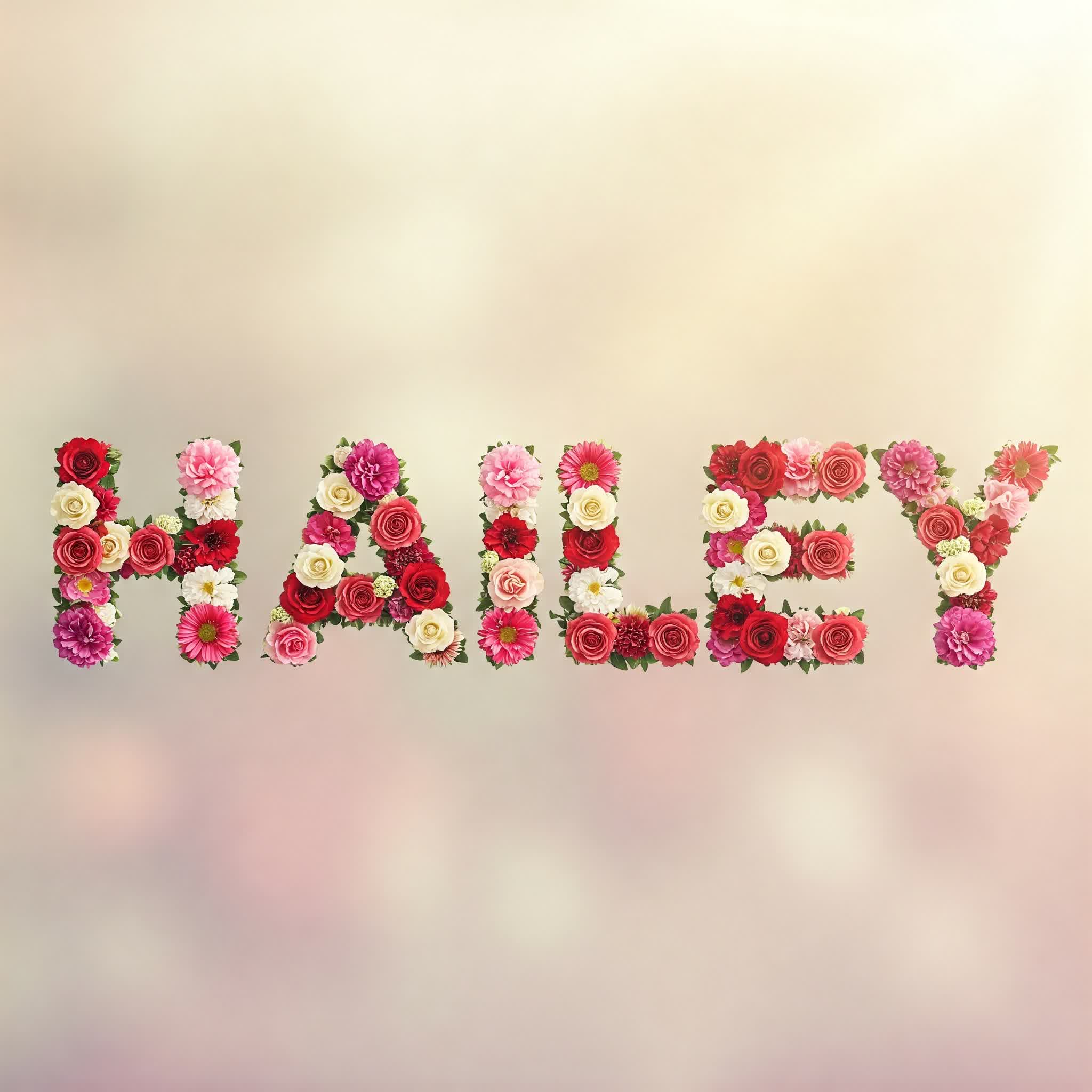 Hailey name is composed of roses and flowers