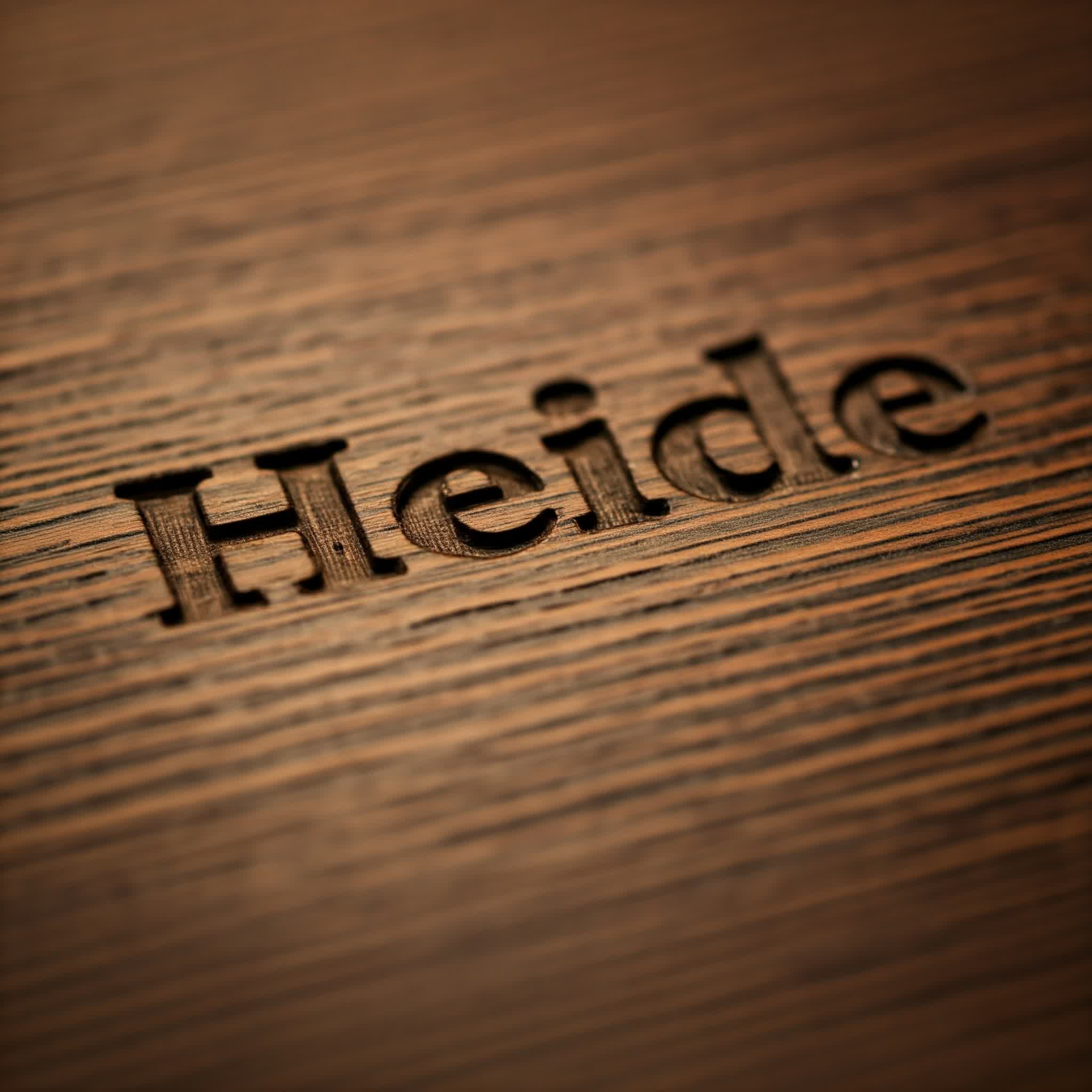Heide the name engraved on a wooden surface