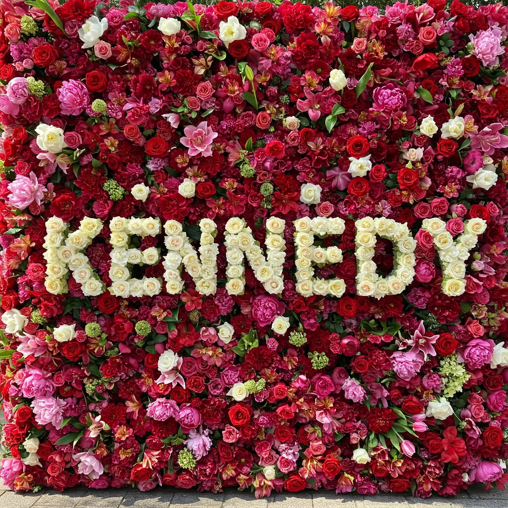 Kennedy name composed of flowers and roses