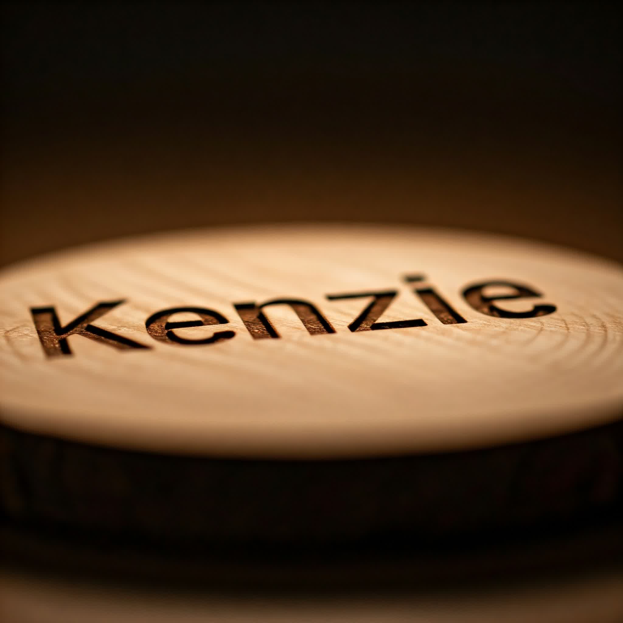 Kenzie engraved on wood
