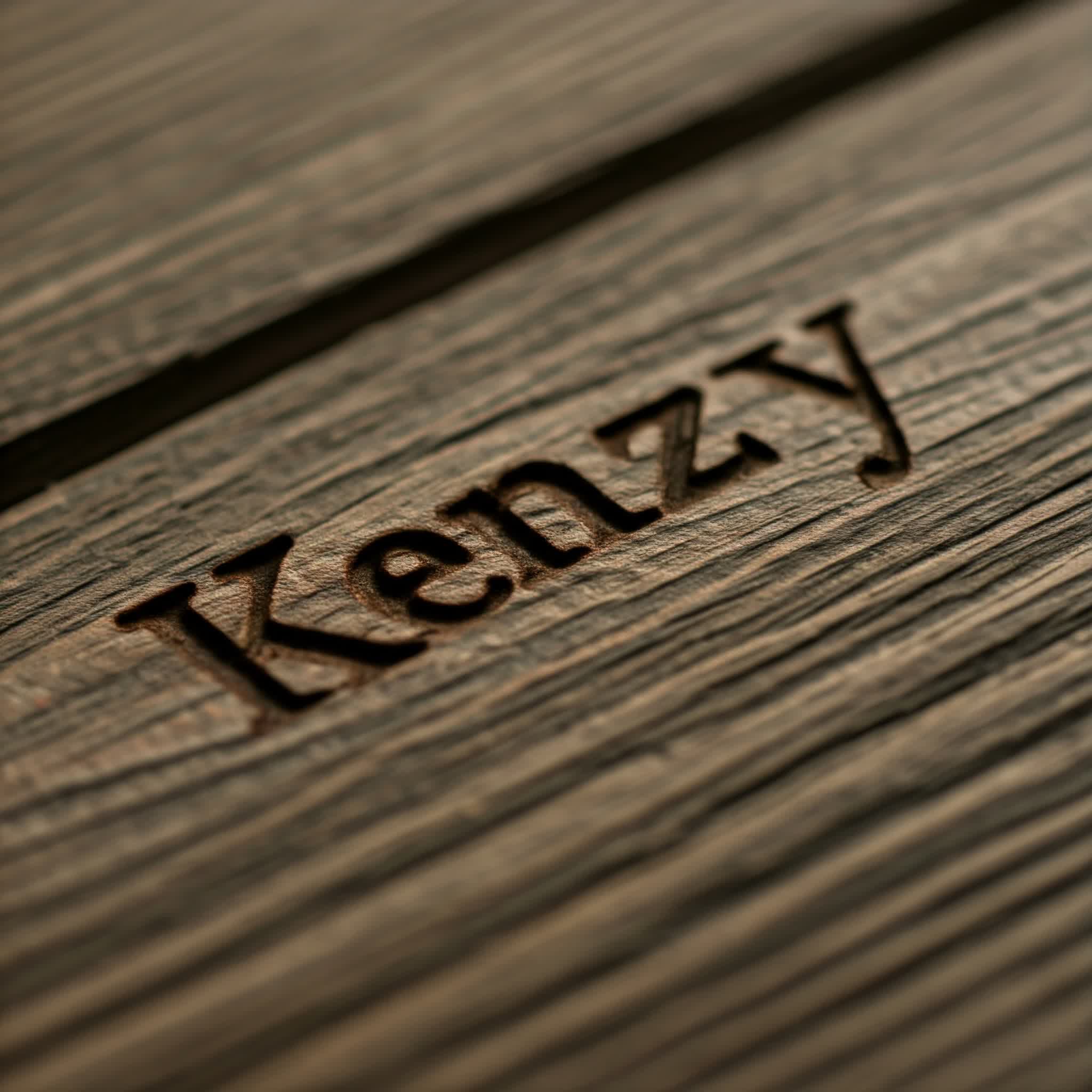 Kenzy engraved on wood