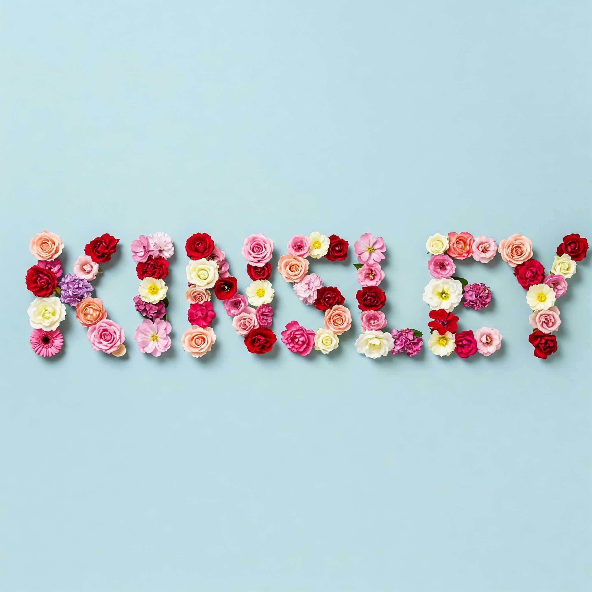 Kinsley name composed of flowers and roses