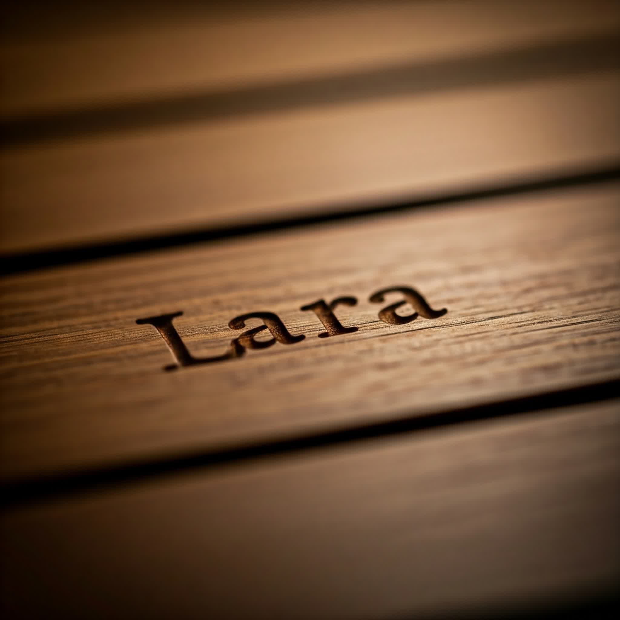اسم لارا محفور على الخشب