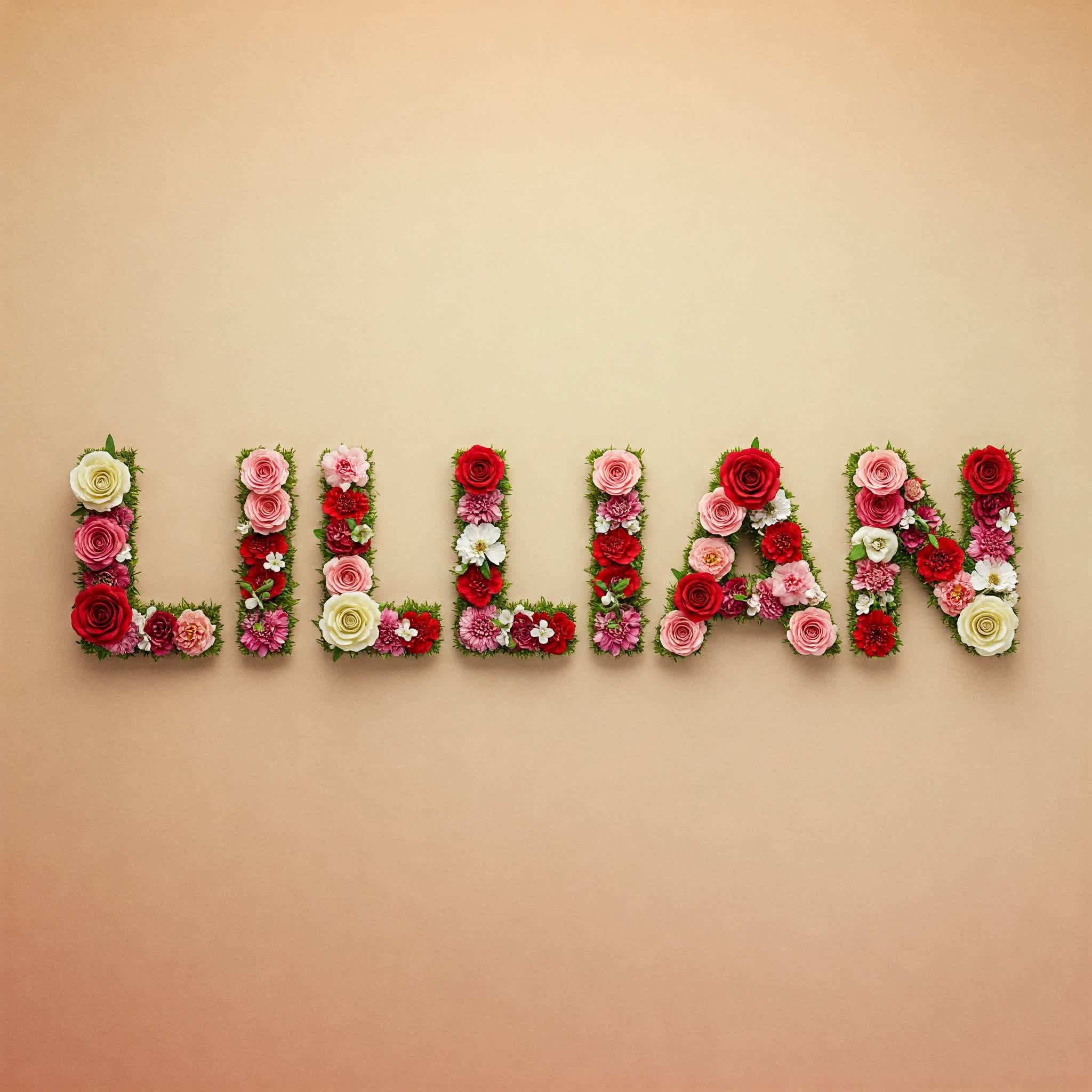 Lillian name composed of flowers and roses