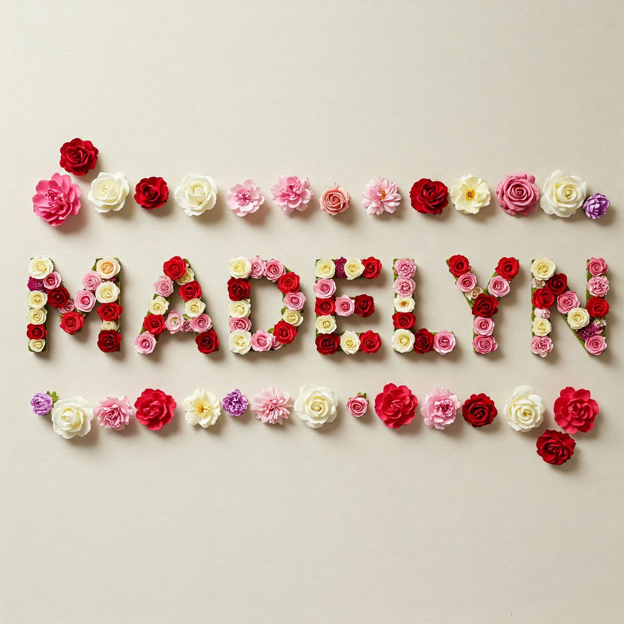 Madelyn name composed of flowers and roses