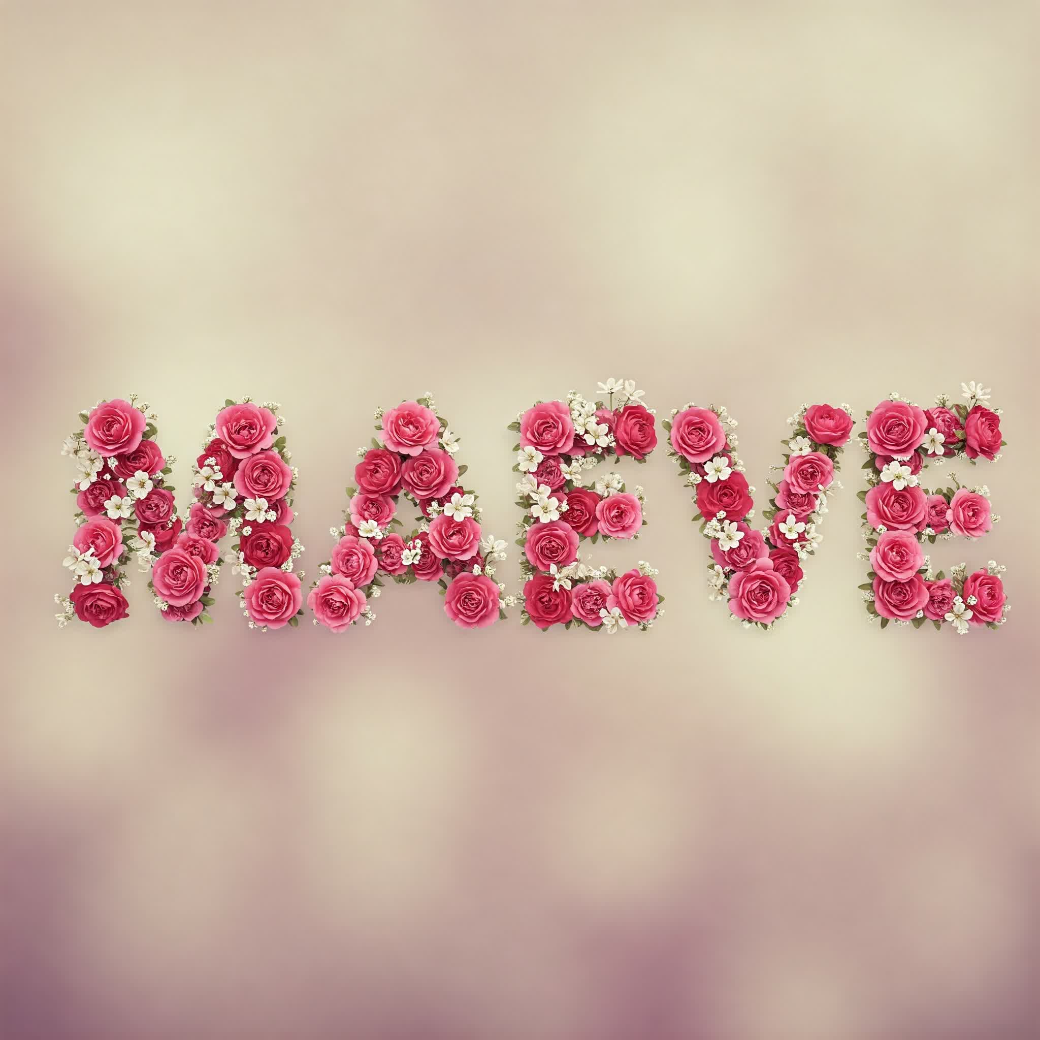 Maeve name formed with flowers and roses