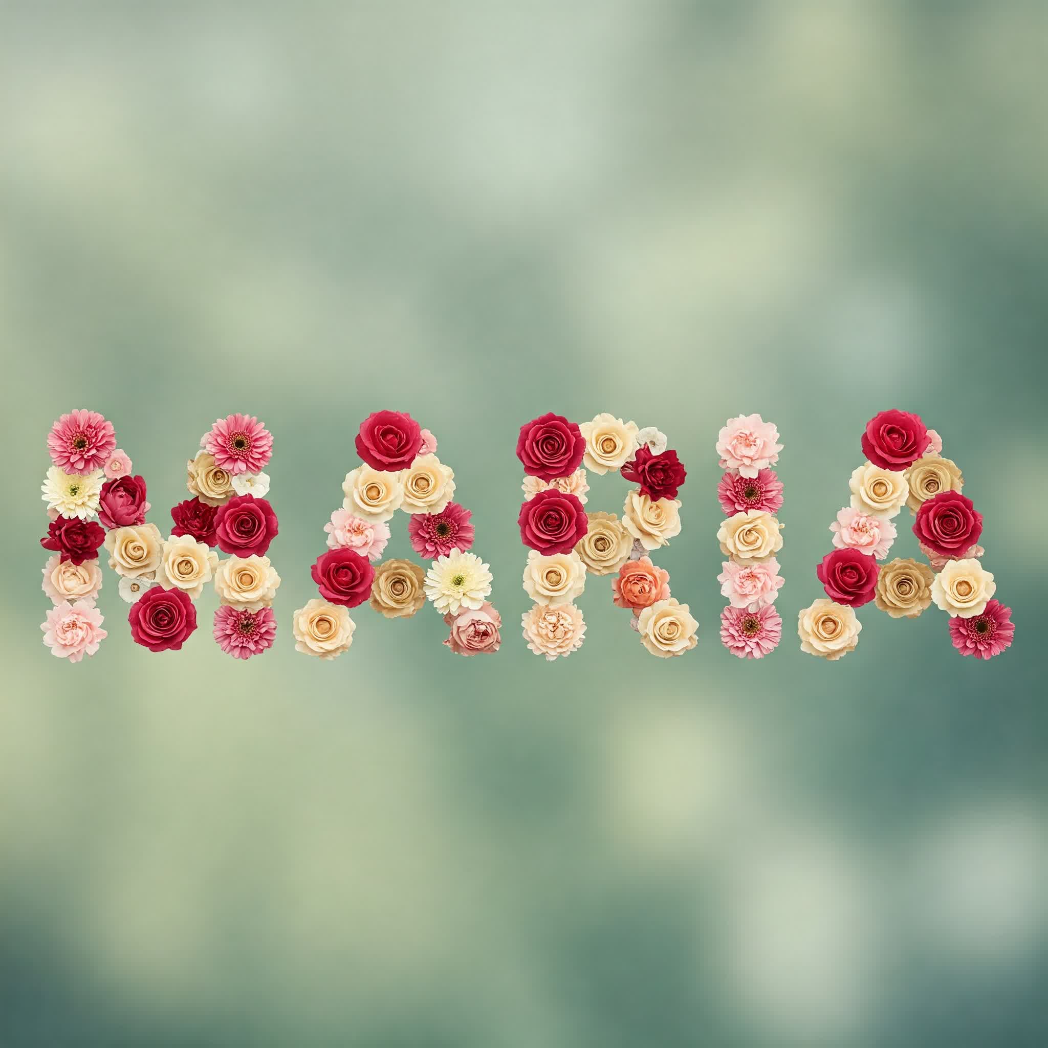 Maria is written with flowers and roses