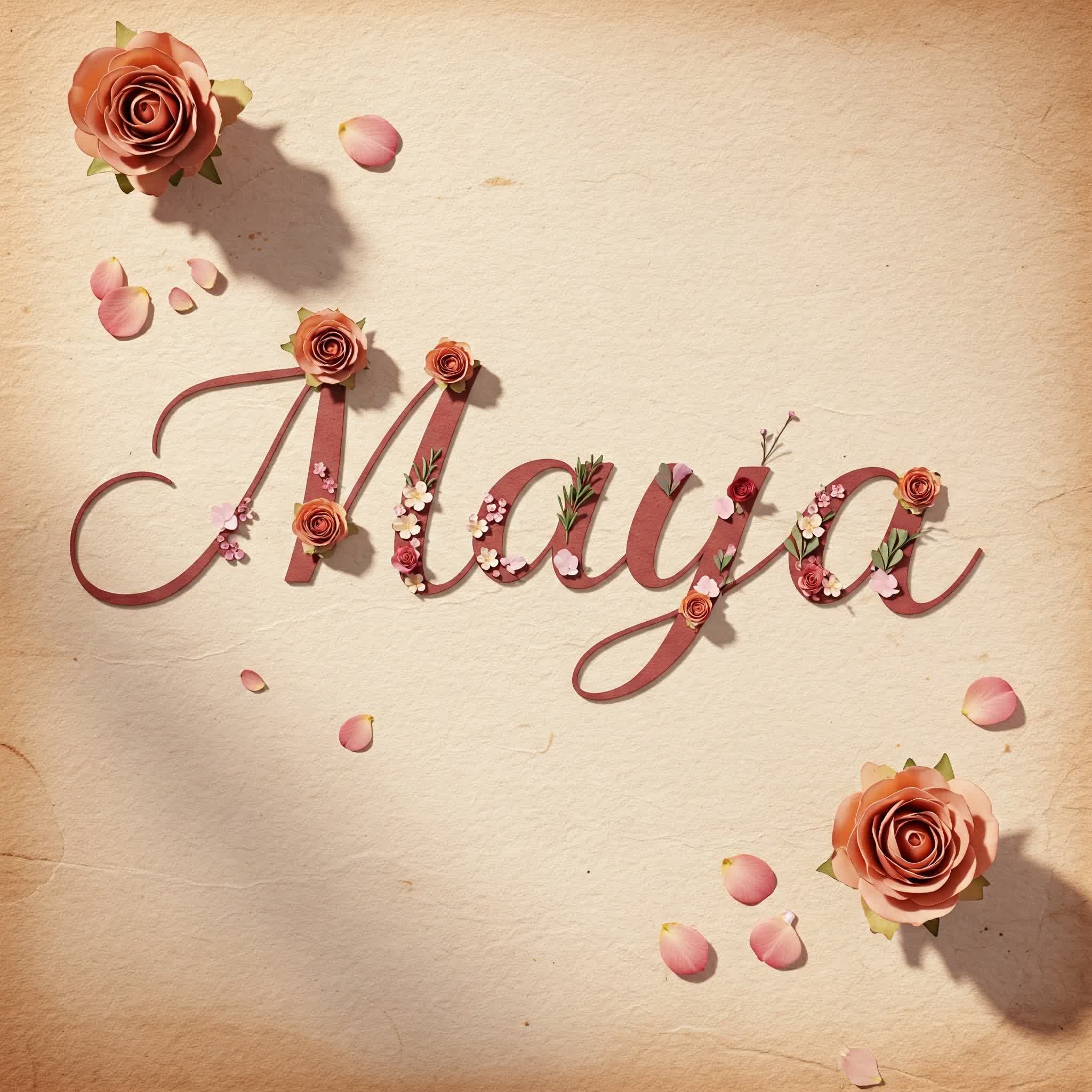 Maya name formed using flowers and roses