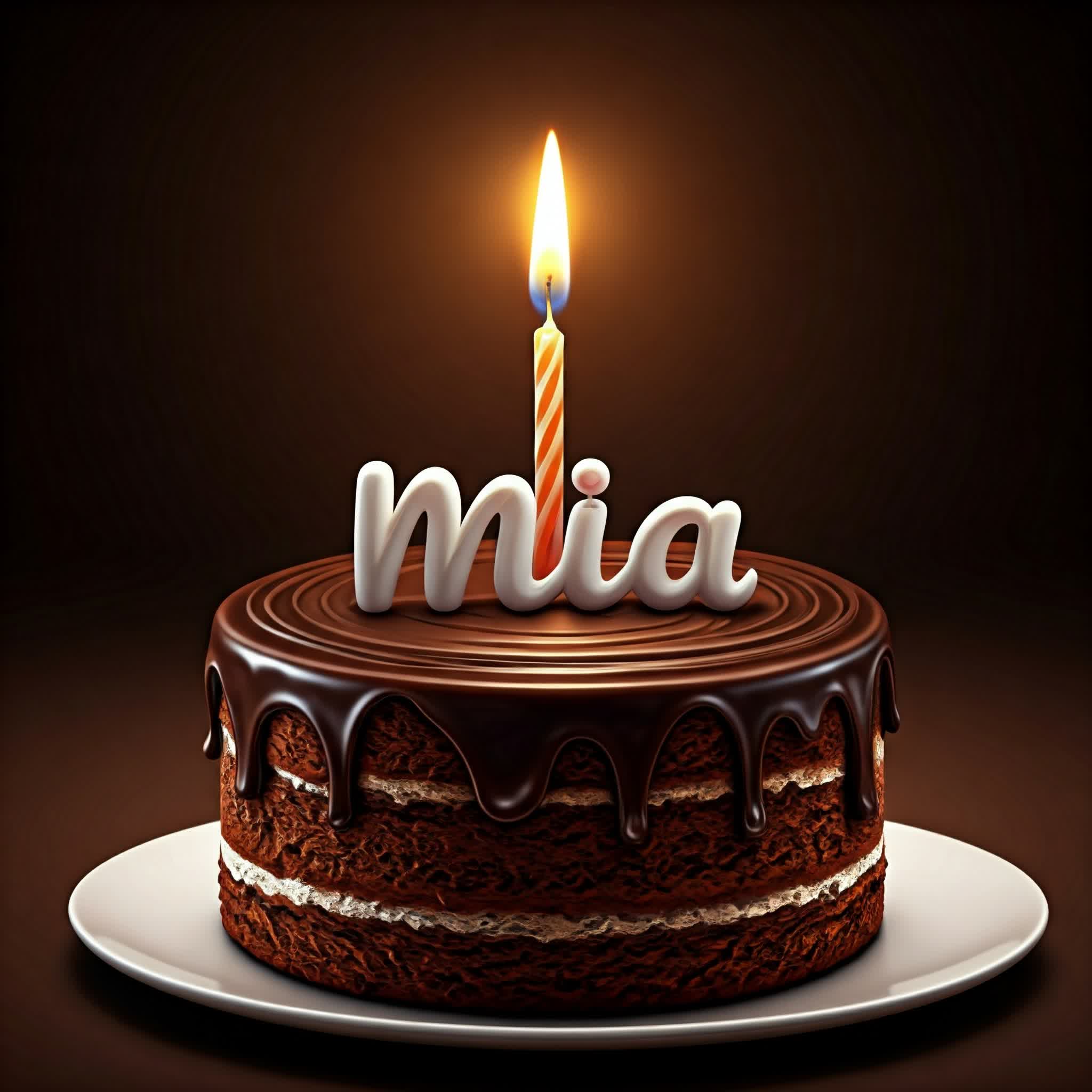 اسم ميا Mia مكتوب على تورتة عيد ميلاد