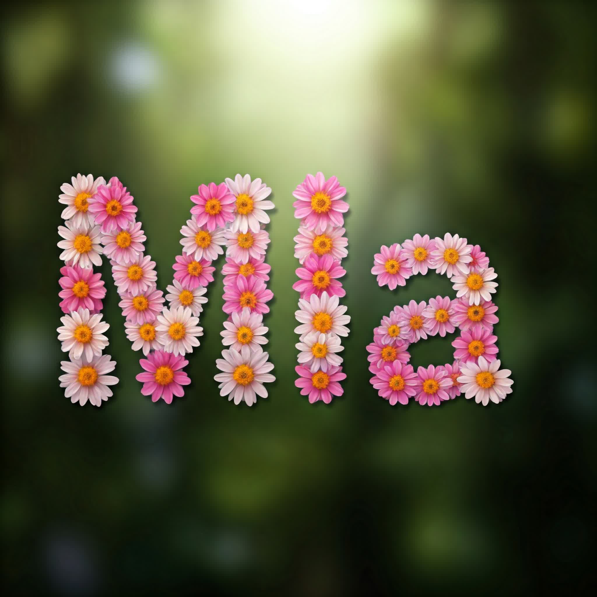 اسم ميا Mia مكتوب بالورد