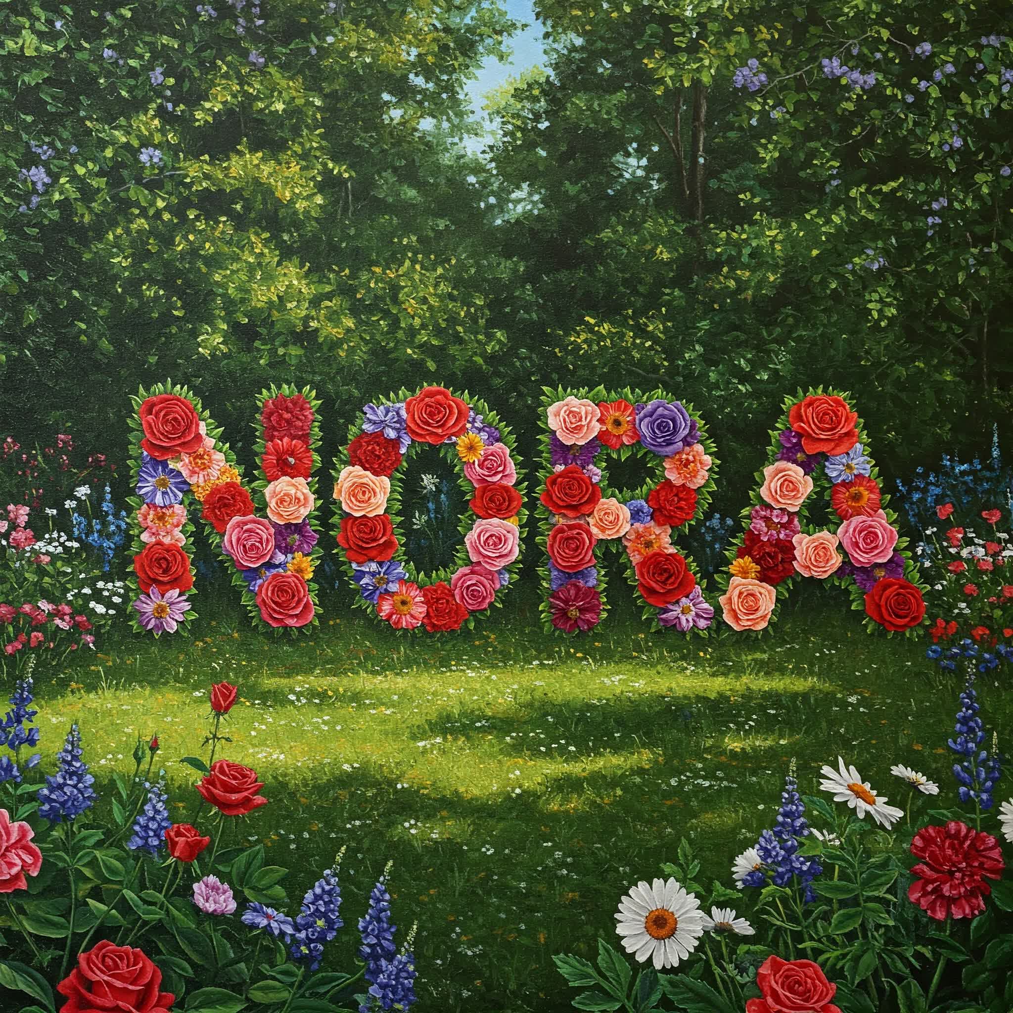 Nora name is composed of flowers and roses