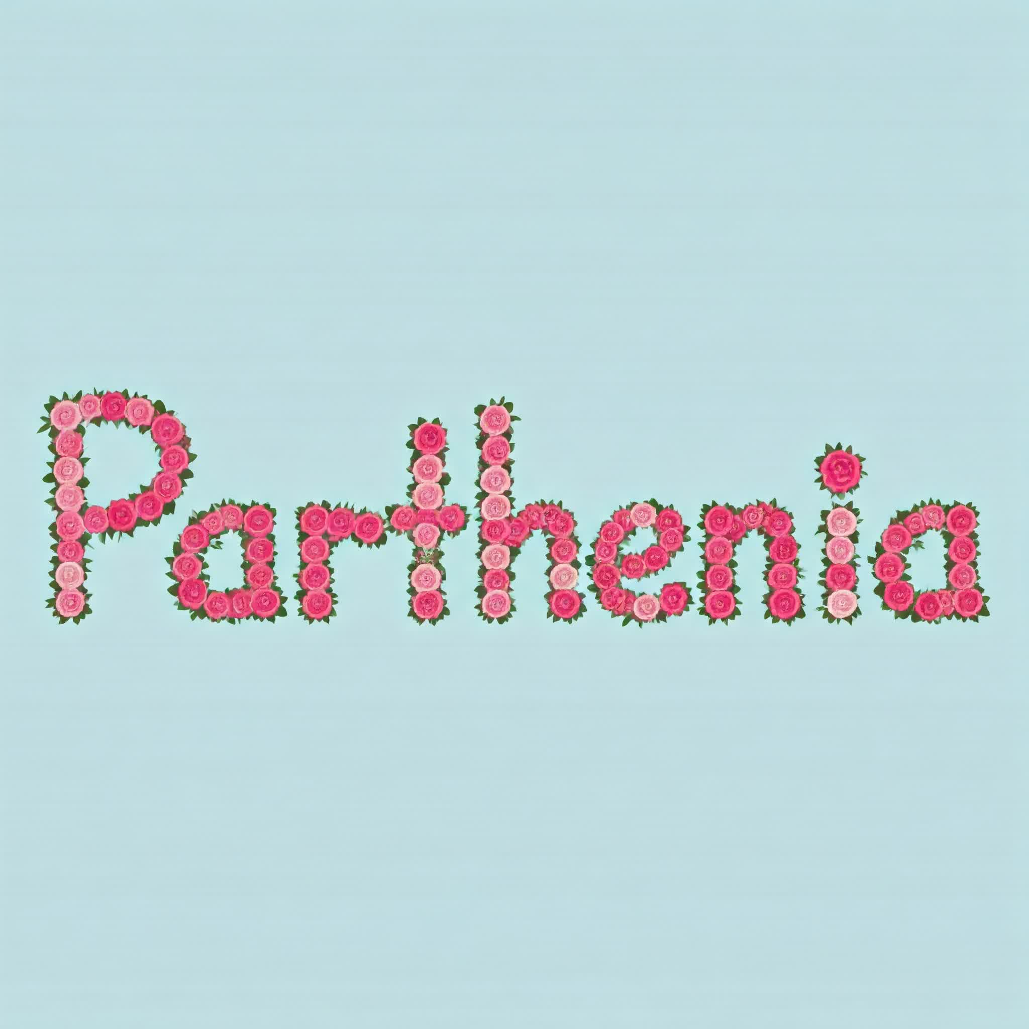 Parthenia name written with flowers
