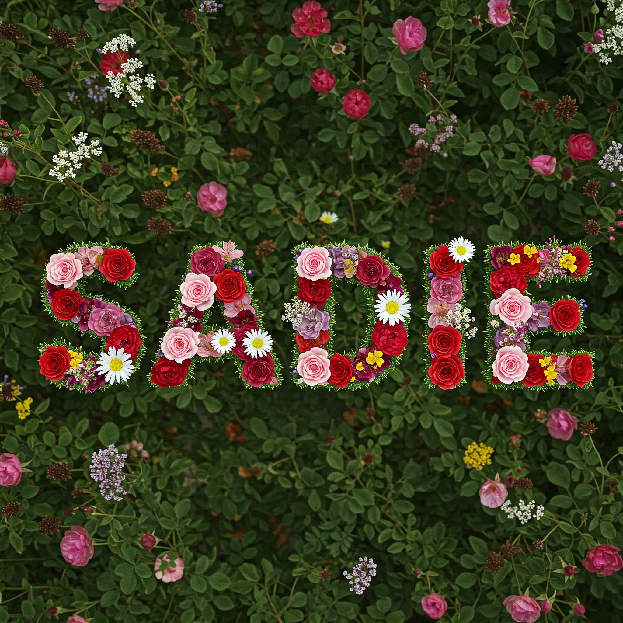 Sadie name composed of flowers and roses