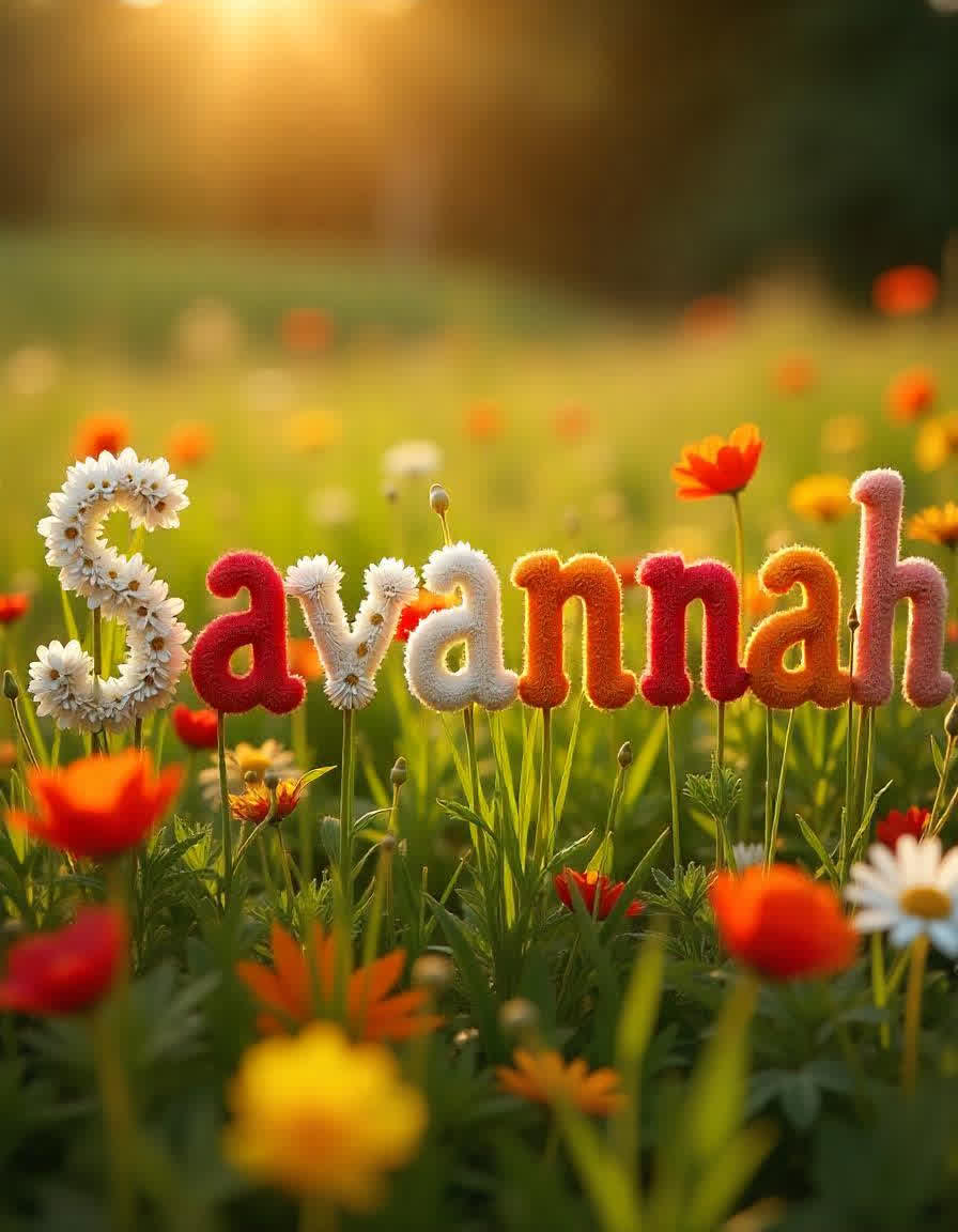 Savannah name is written as roses and flowers