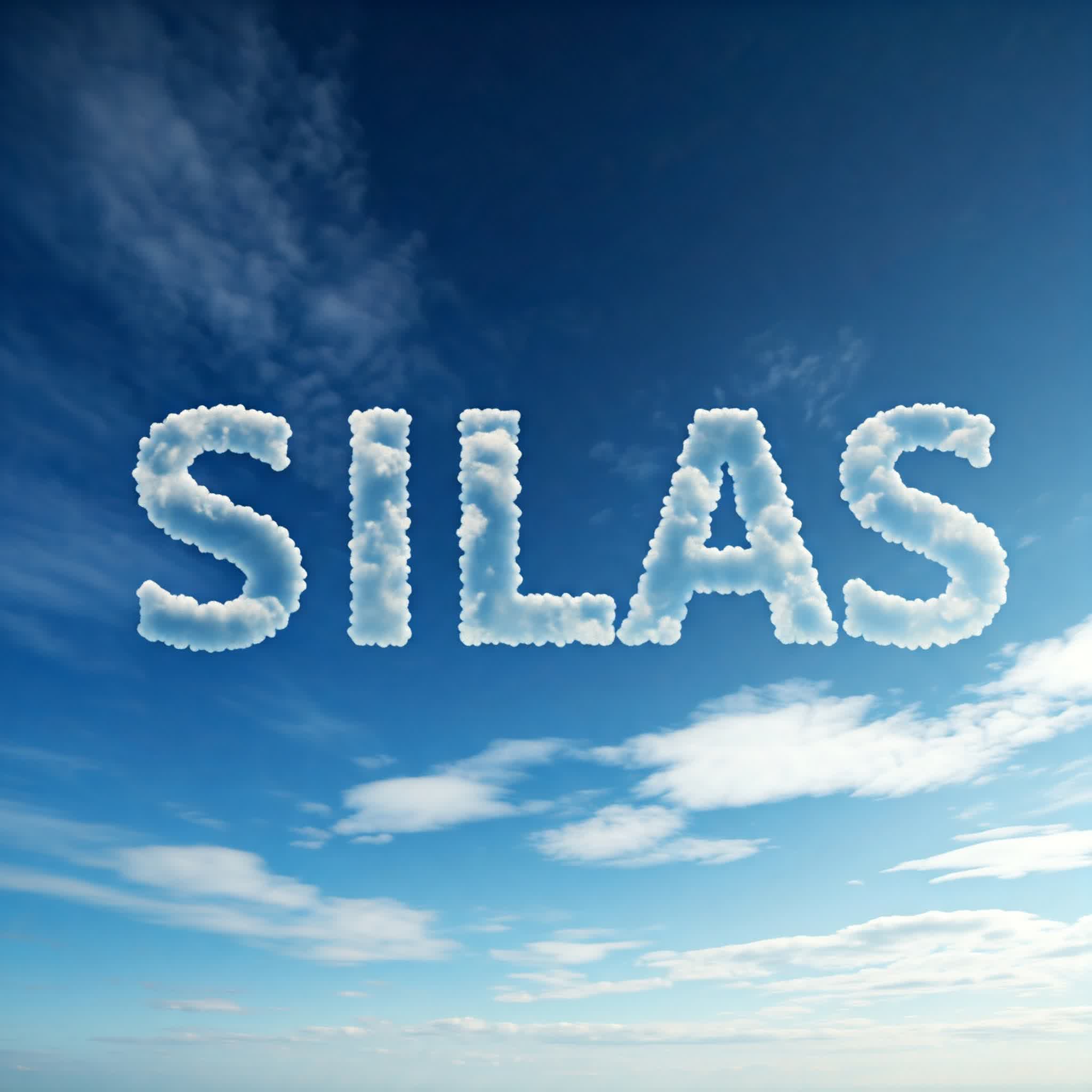 Silas name written with clouds in the blue sky