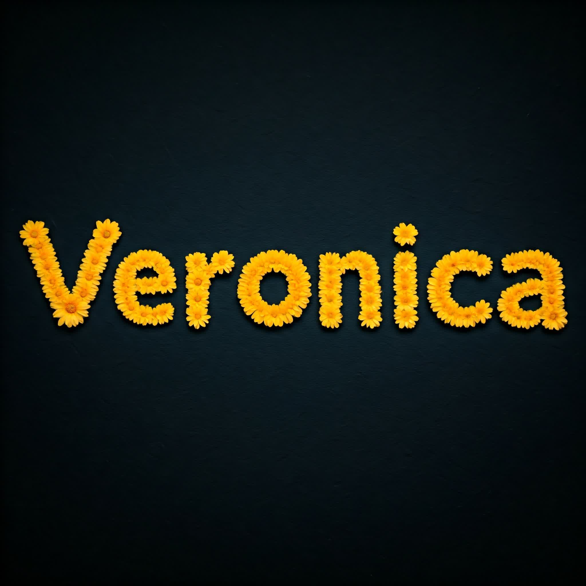 Veronica written with flowers
